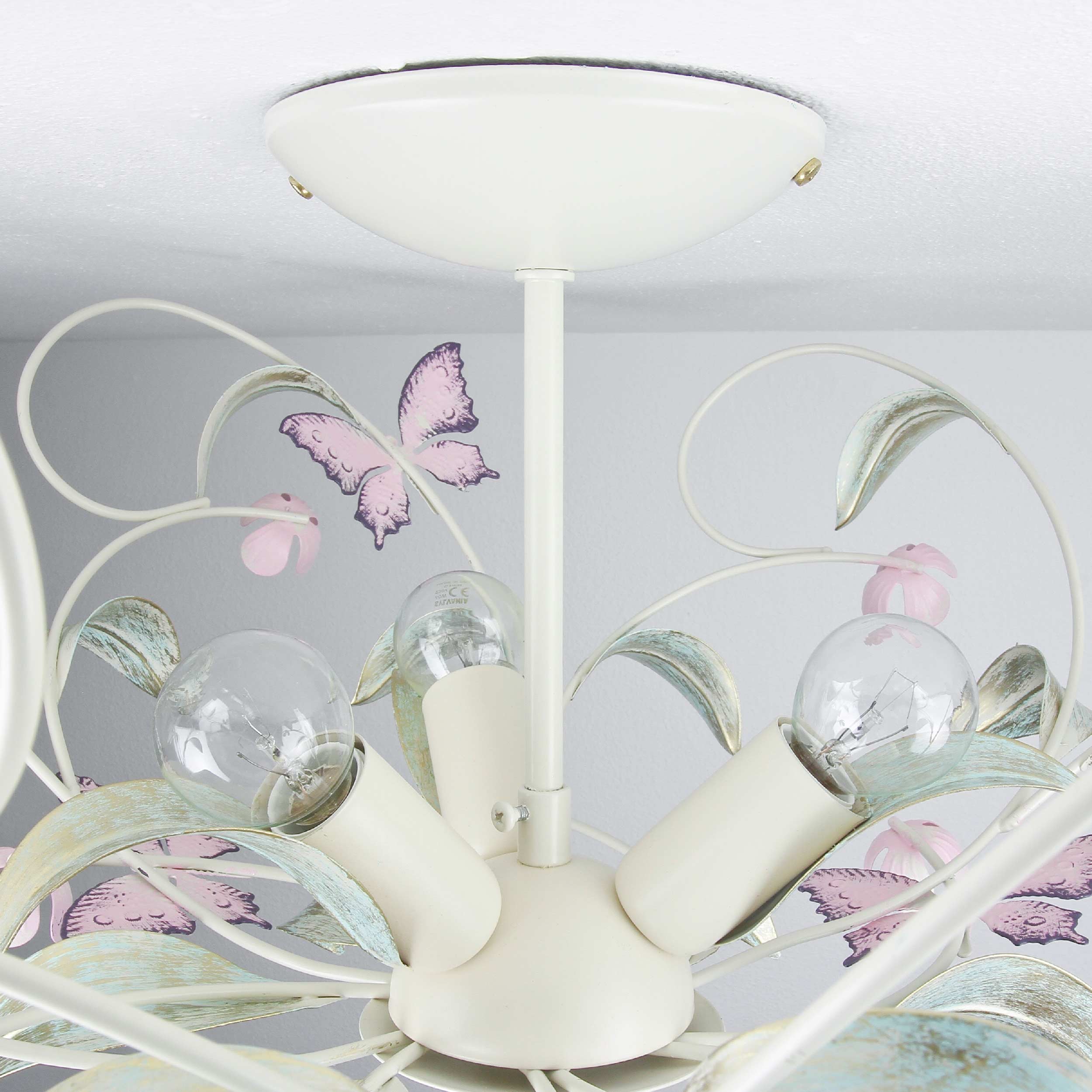 Verspielte Deckenleuchte Weiß 3x E14 Ø64cm Decke Deckenlampe Leuchte