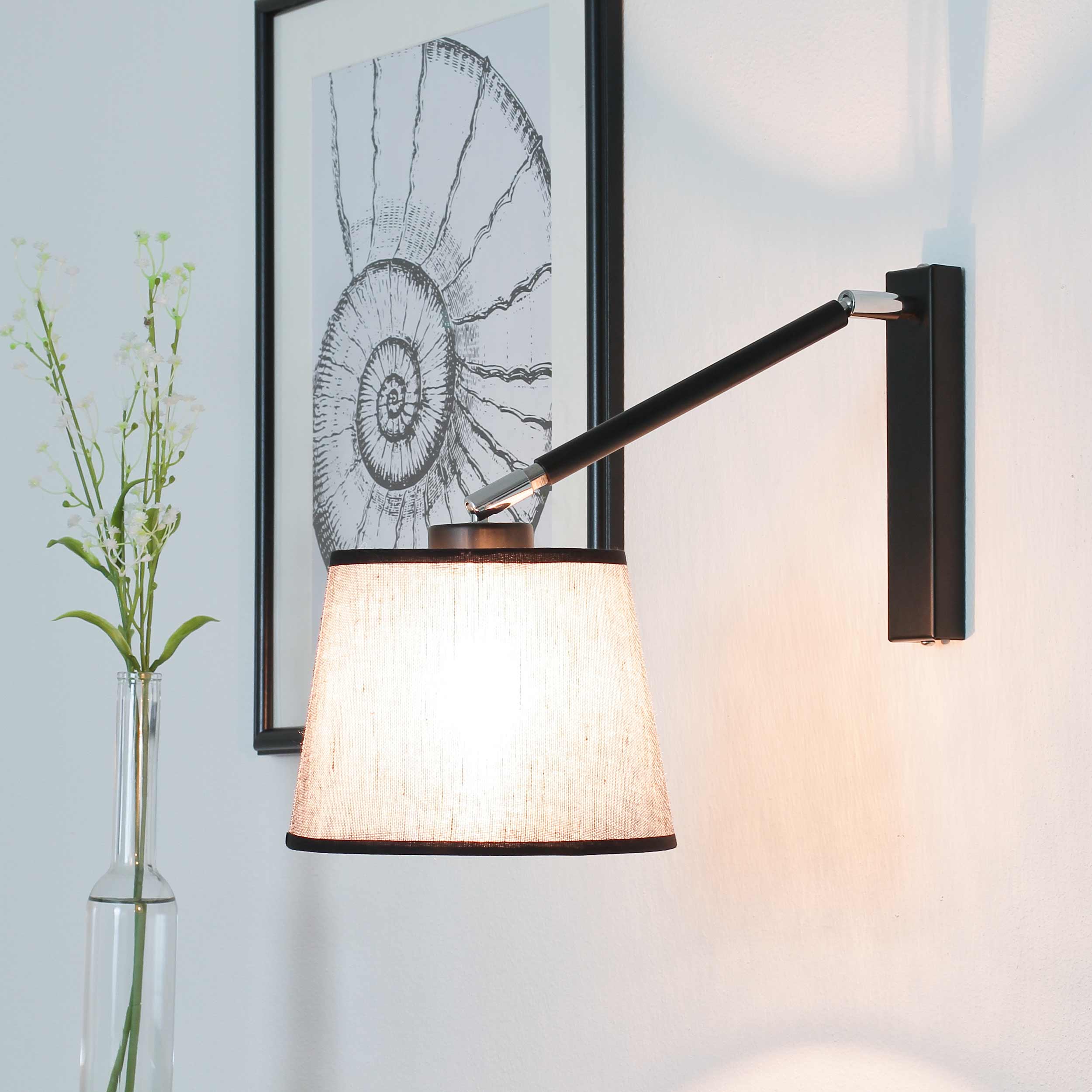 Praktische Wandleuchte E27 Grau Modern Leseleuchte Wandlampe innen