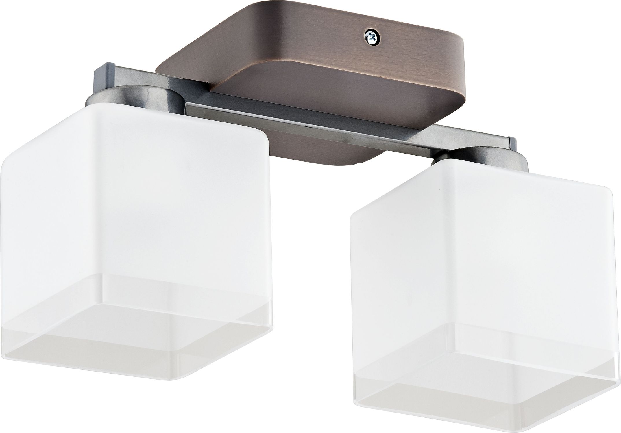 Deckenleuchte Glas Weiß 2x E27 Rechteckig Chrom Holz Hell Küchenlampe