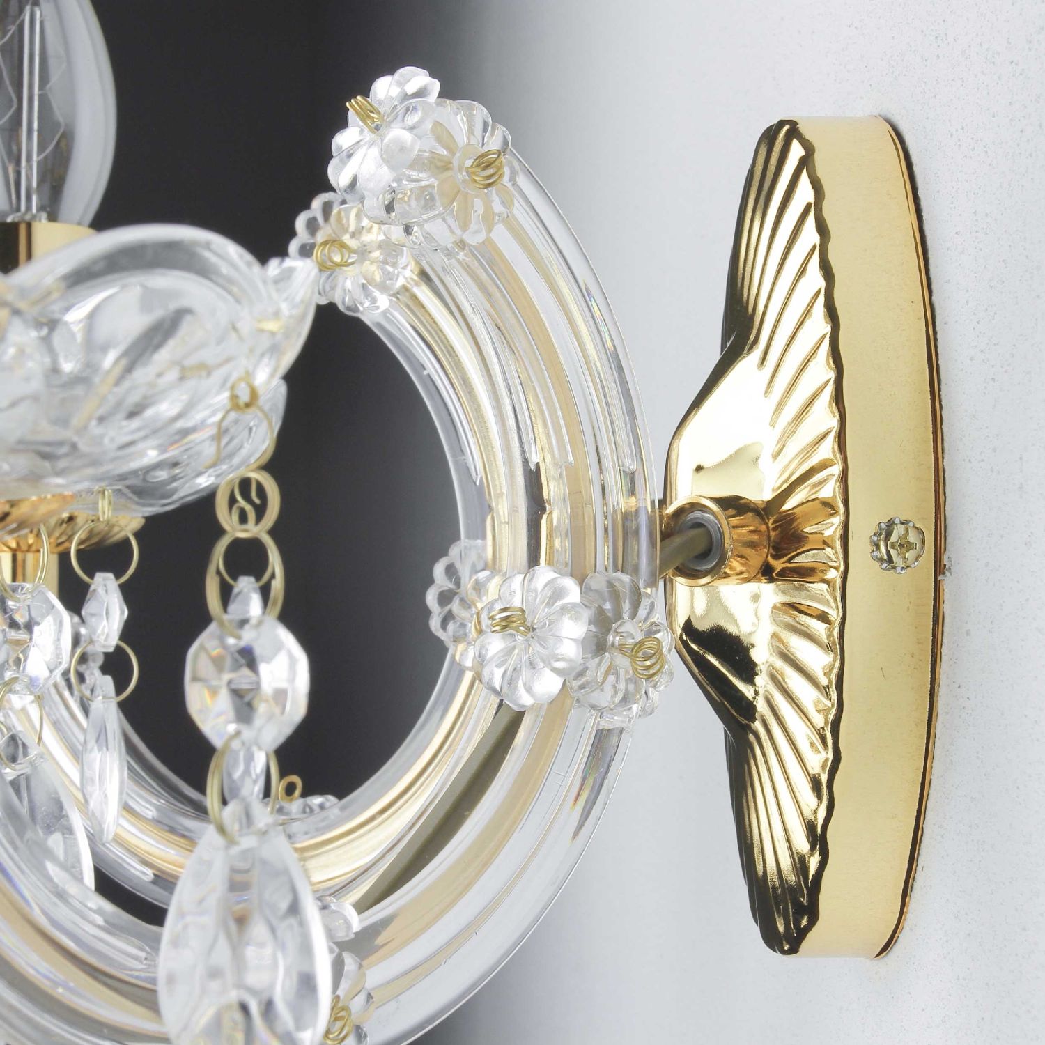 Glanzvolle klassische Wandleuchte in Gelb Gold Kristall 2x E14 innen