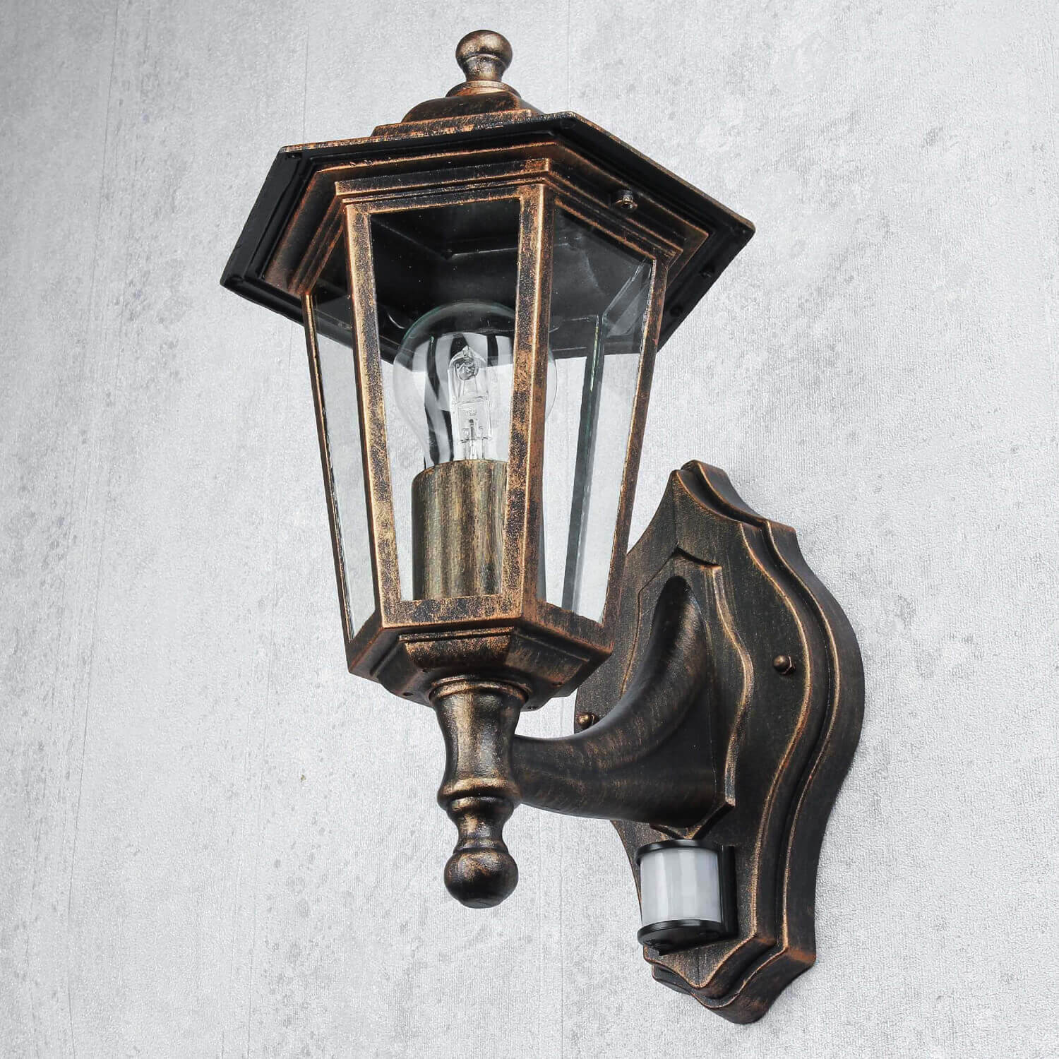 Sensor Leuchte Aussen Hauswand PARIS Kupfer Antik Bewegungsmelder