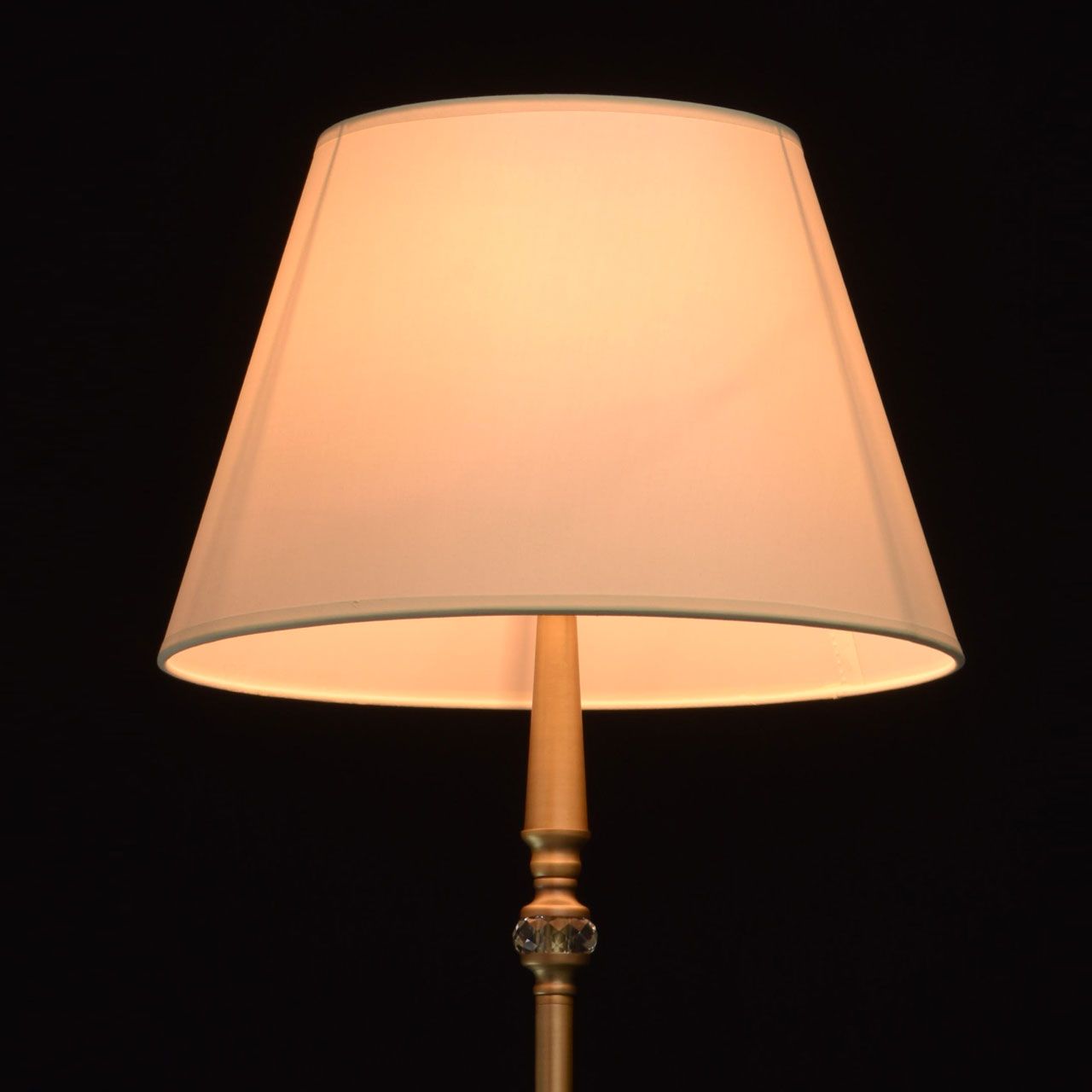 Kleine Stehlampe Wohnzimmer 150cm Stoffschirm in Messing antik Weiß