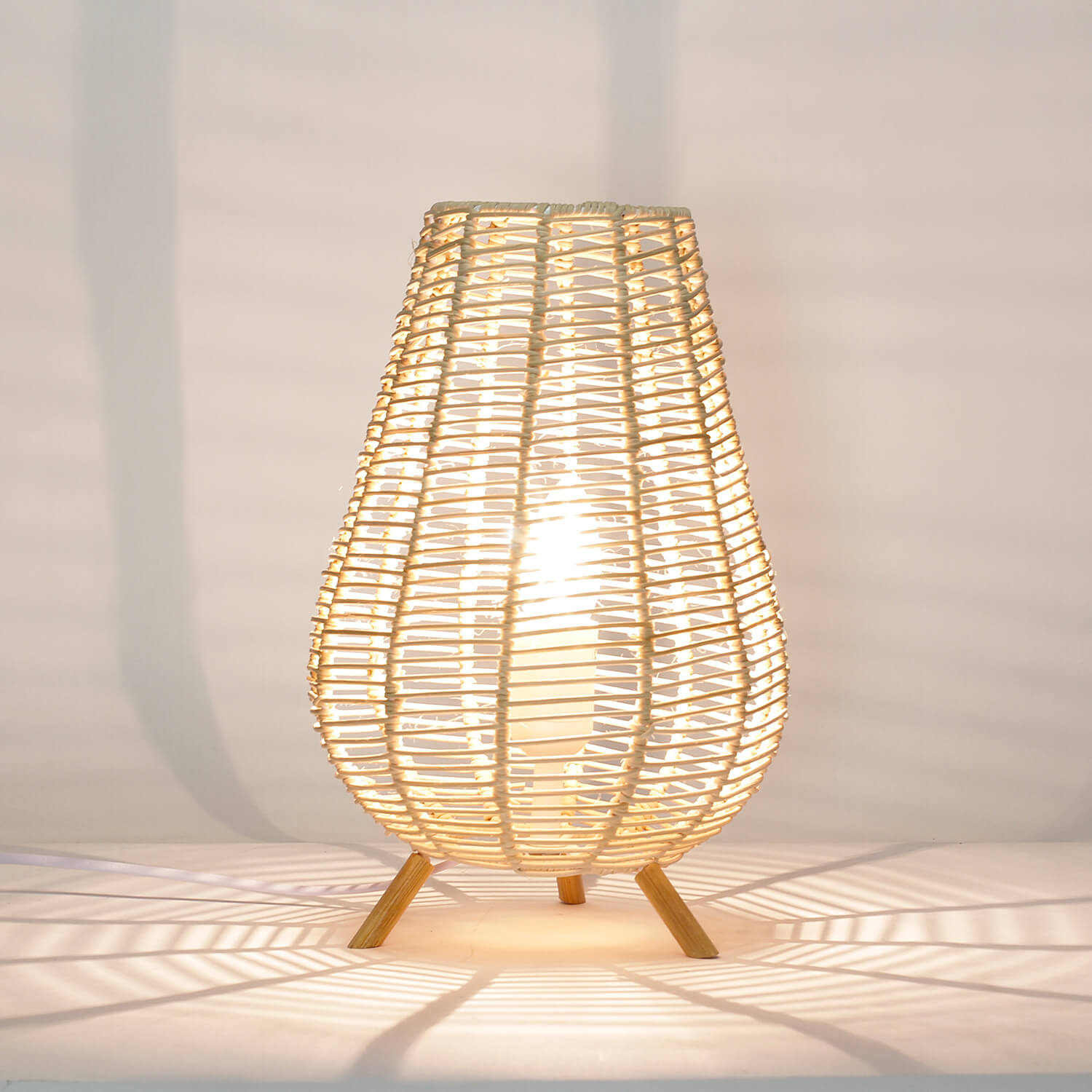 Tischleuchte Korb 29 cm Modern Boho NATHYE Wohnzimmer Nachttisch Lampe