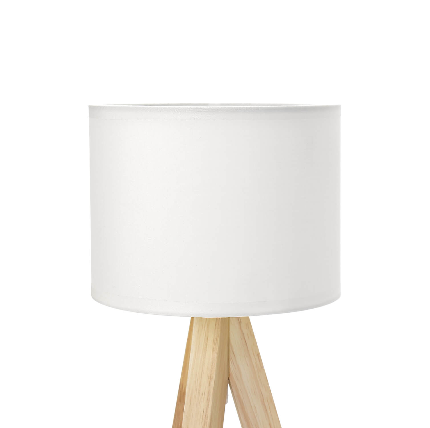 Tischlampe Weiß Stoff Holz Dreibein Leuchte Schlafzimmer Wohnzimmer | eBay