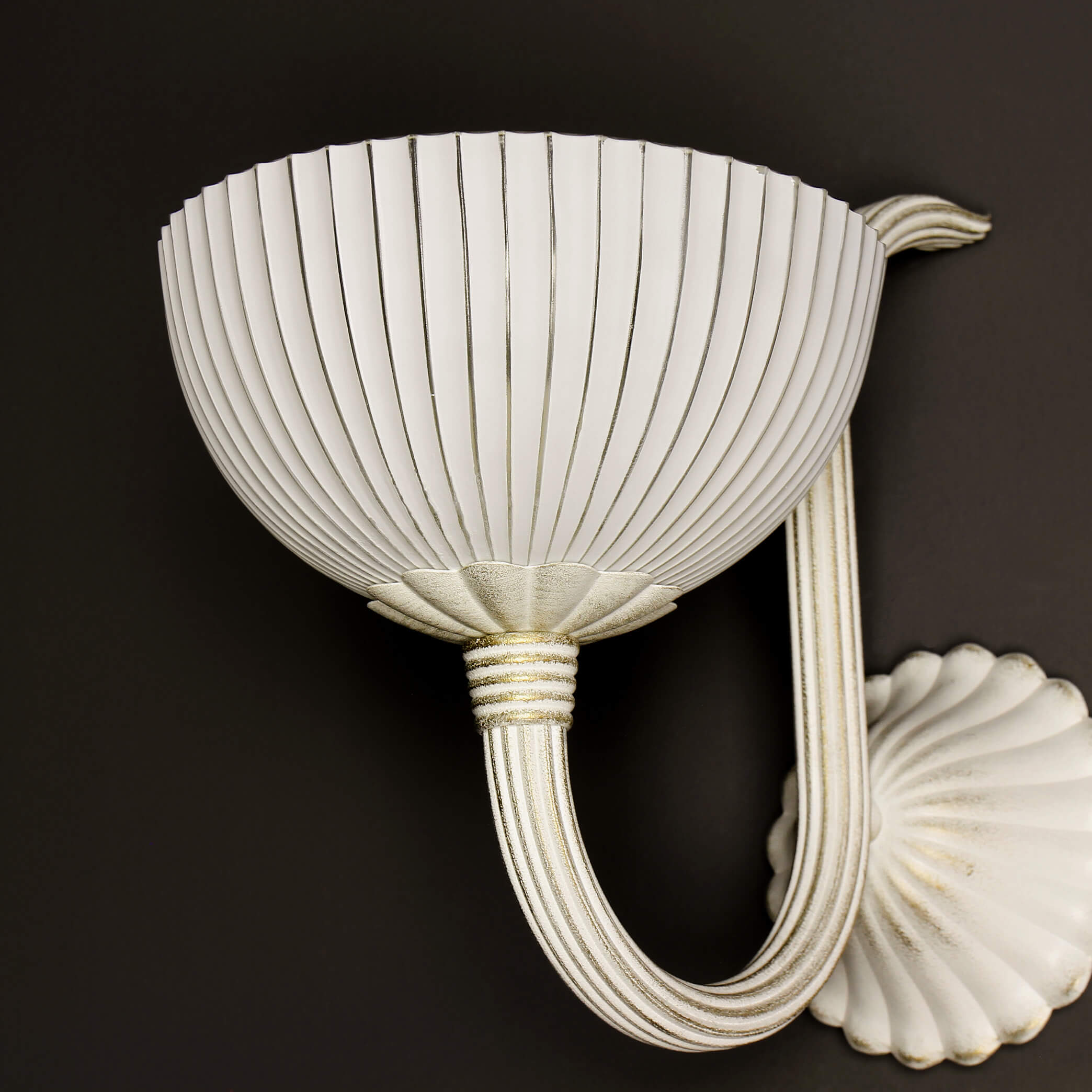 Wandlampe Rustikal Metall Weiß Gold Shabby Chic Glas E27 H:28cm