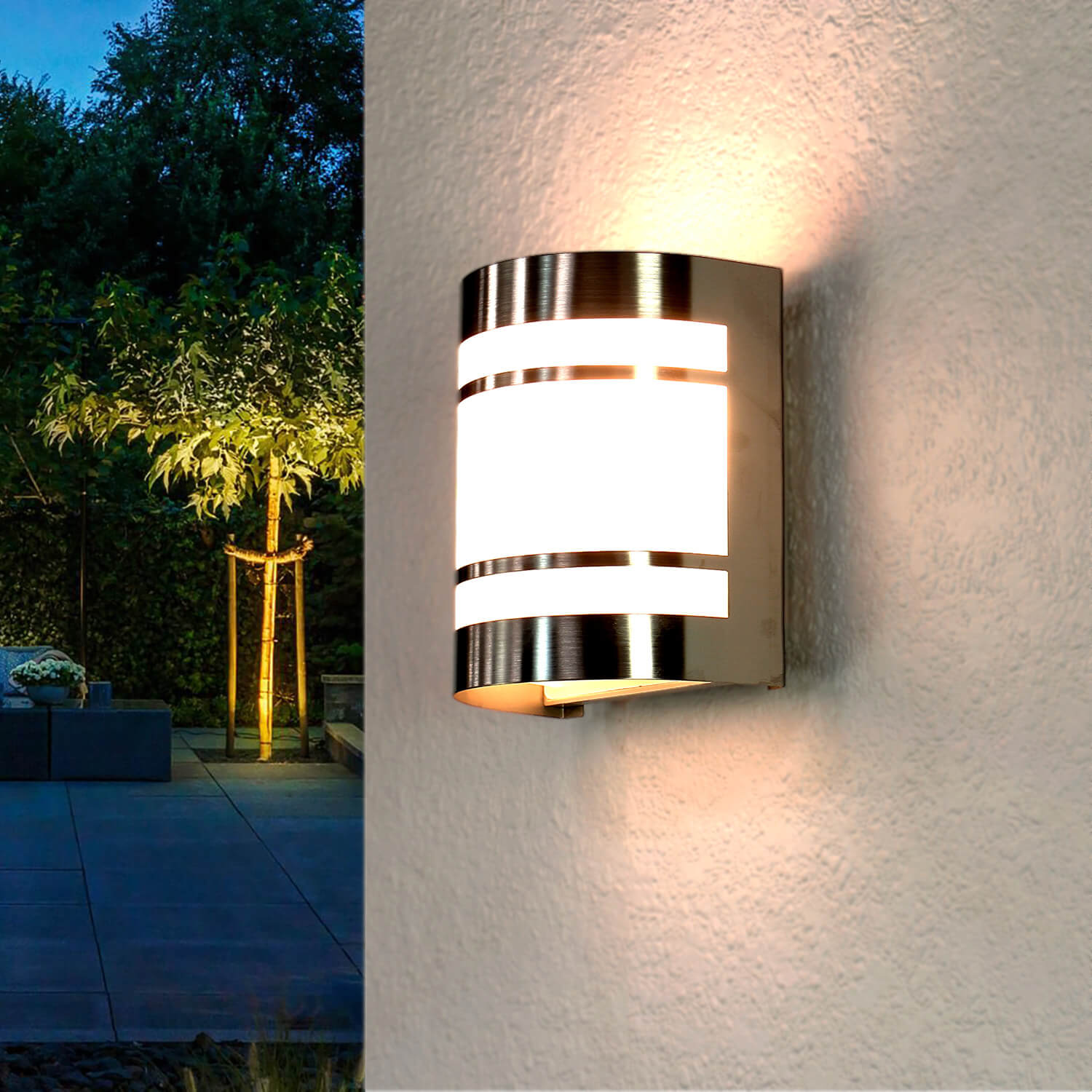 Wandlampe Edelstahl IP44 Modern praktisch E27 Lampe Außen Haus Haustür