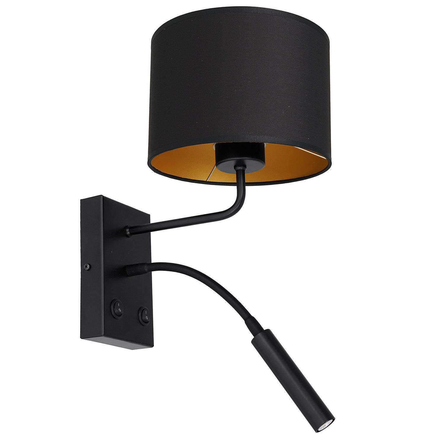 Wandleuchte Schwarz Gold Stoff B:18 Cm E27 G9 Arm Blendarm Wandlampe Wohnzimmer-image