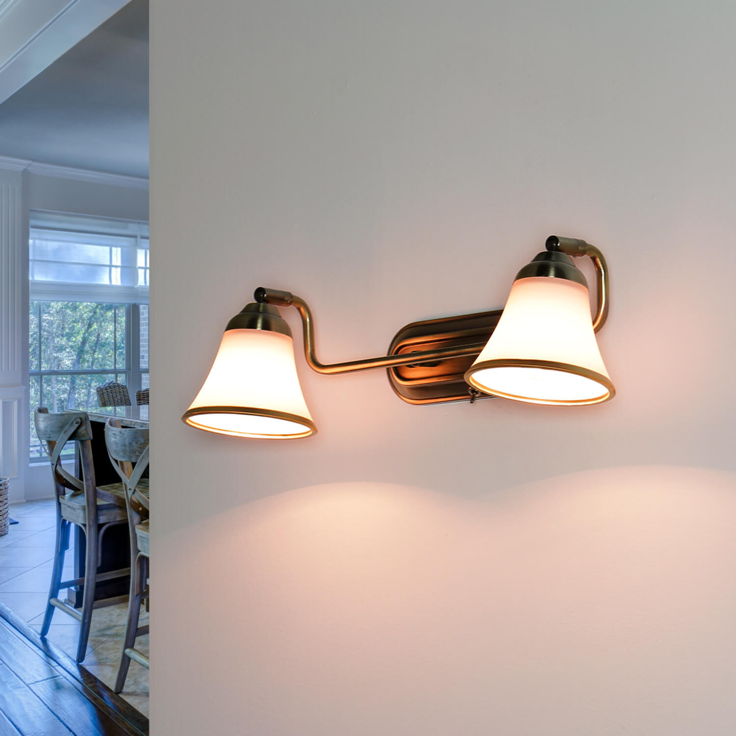 Edle Badleuchte mit Schalter 2-Flammig verstellbar Wand Raum Lampe