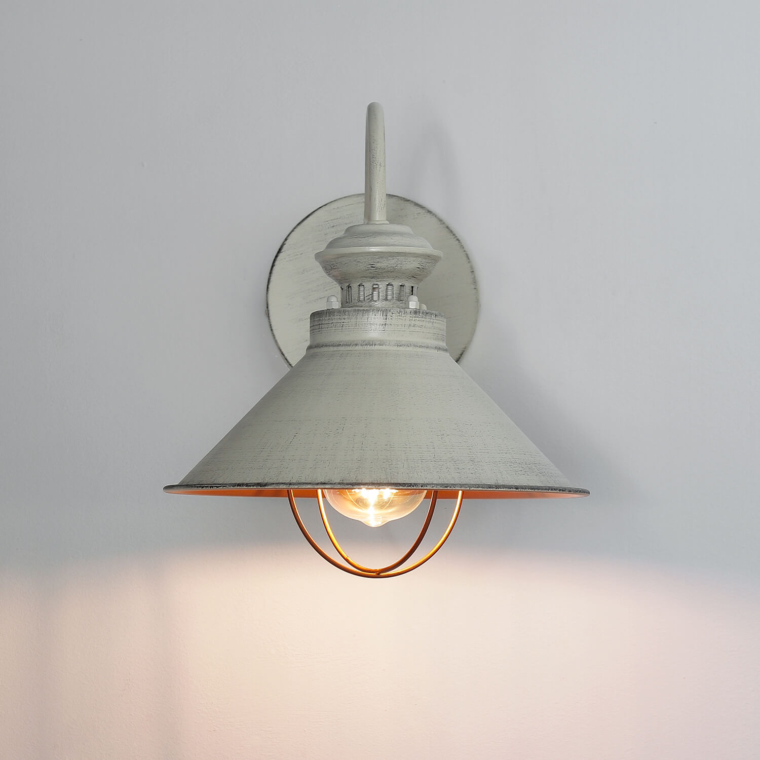 Industrie Wandleuchte Loft E27 Wand Lampe weiß Kupfer Retro Leuchte DM