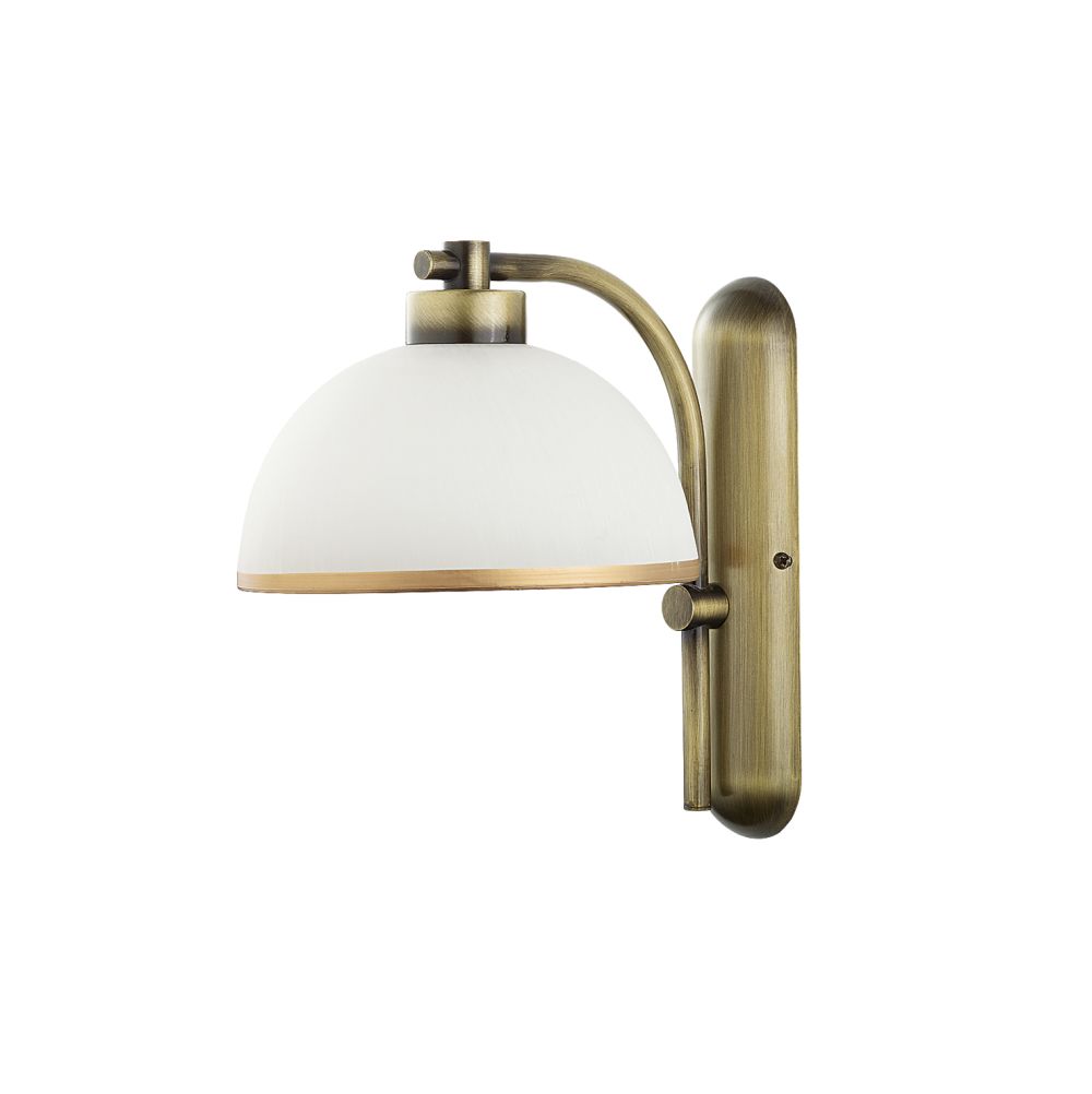 Wandlampe In Messing Antik Glas Schirm Jugendstil Wandleuchte Flur Wohnzimmer-image