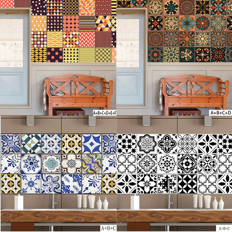 Moroccan Retro Mosaic Tile Stickers Wall Decal Home