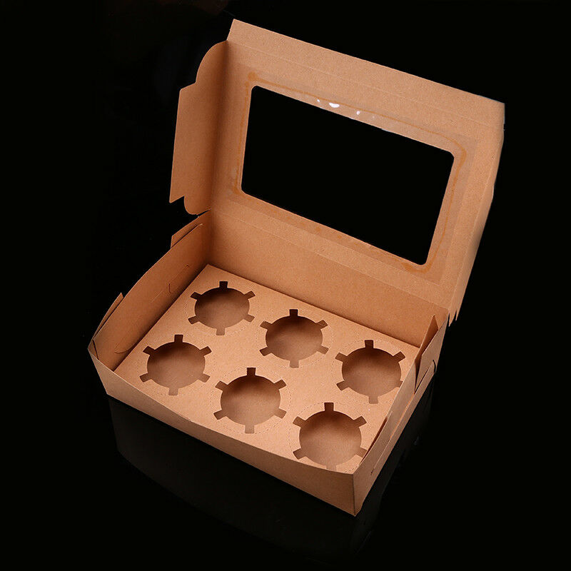UK 1/10PCS 2/4/6 Holes Muffin Cupcake Package Box Kraft Paper Party