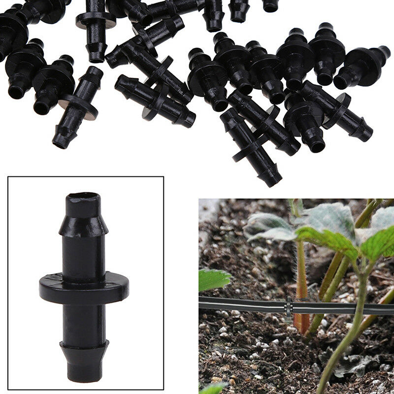 10-100pcs Barb Connector Double Way for 4//7mm Garden Yard Drip Irrigation Hose
