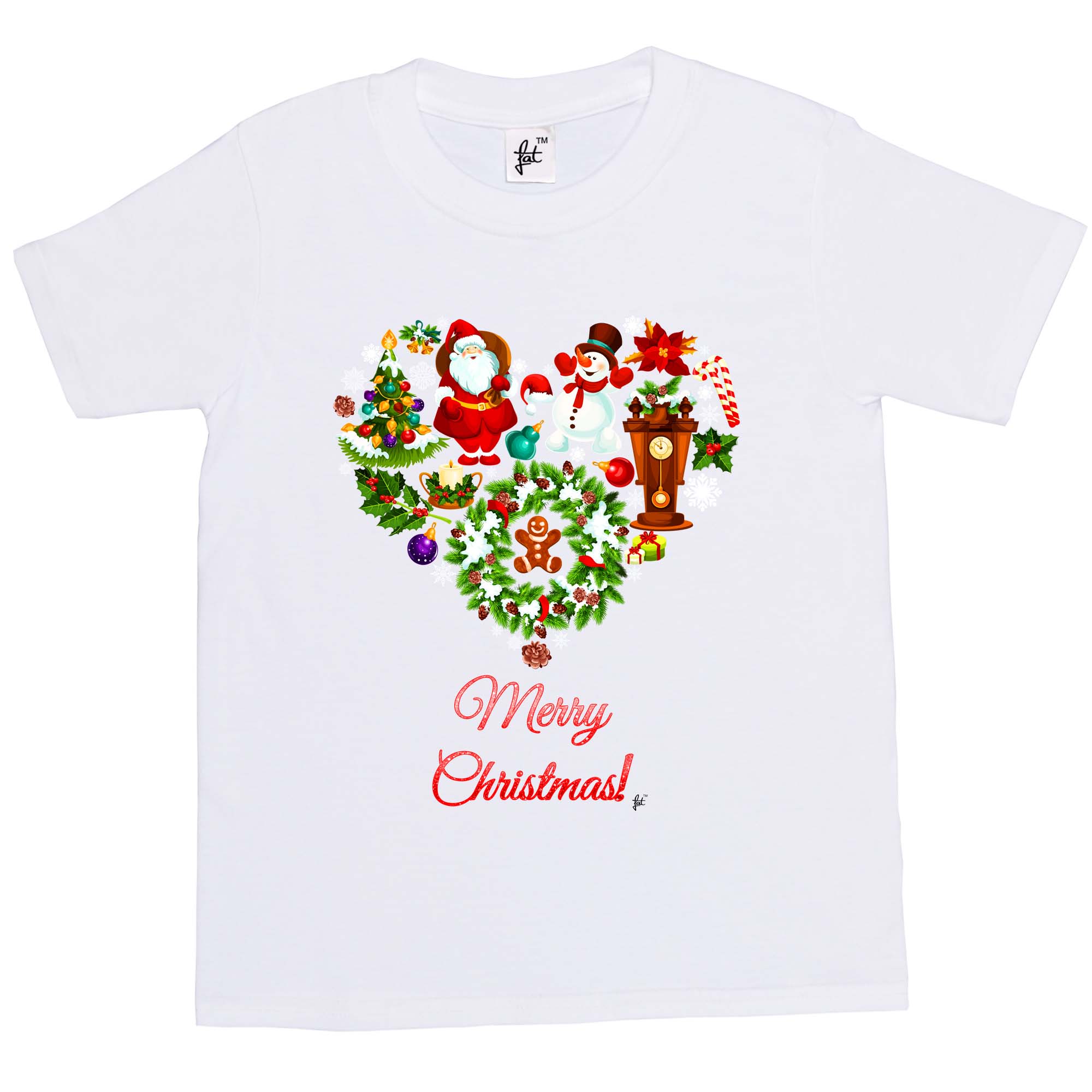 Frohe Weihnachten Herz mit Schneemann & Weihnachtsbaum Kinder Jungen / Mädchen T-Shirt - Bild 11 von 12