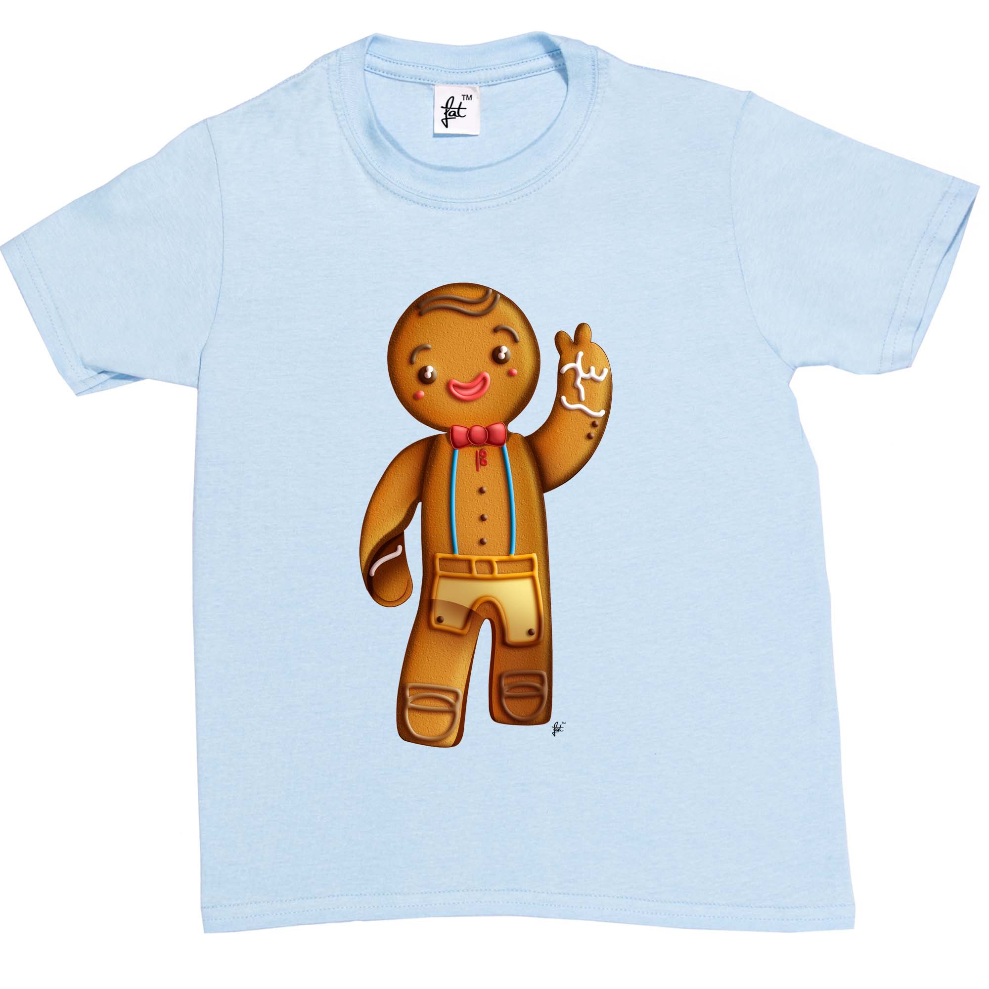 Happy Gingerbread Man Smiling & Waving Kids Boys / Girls TShirt eBay