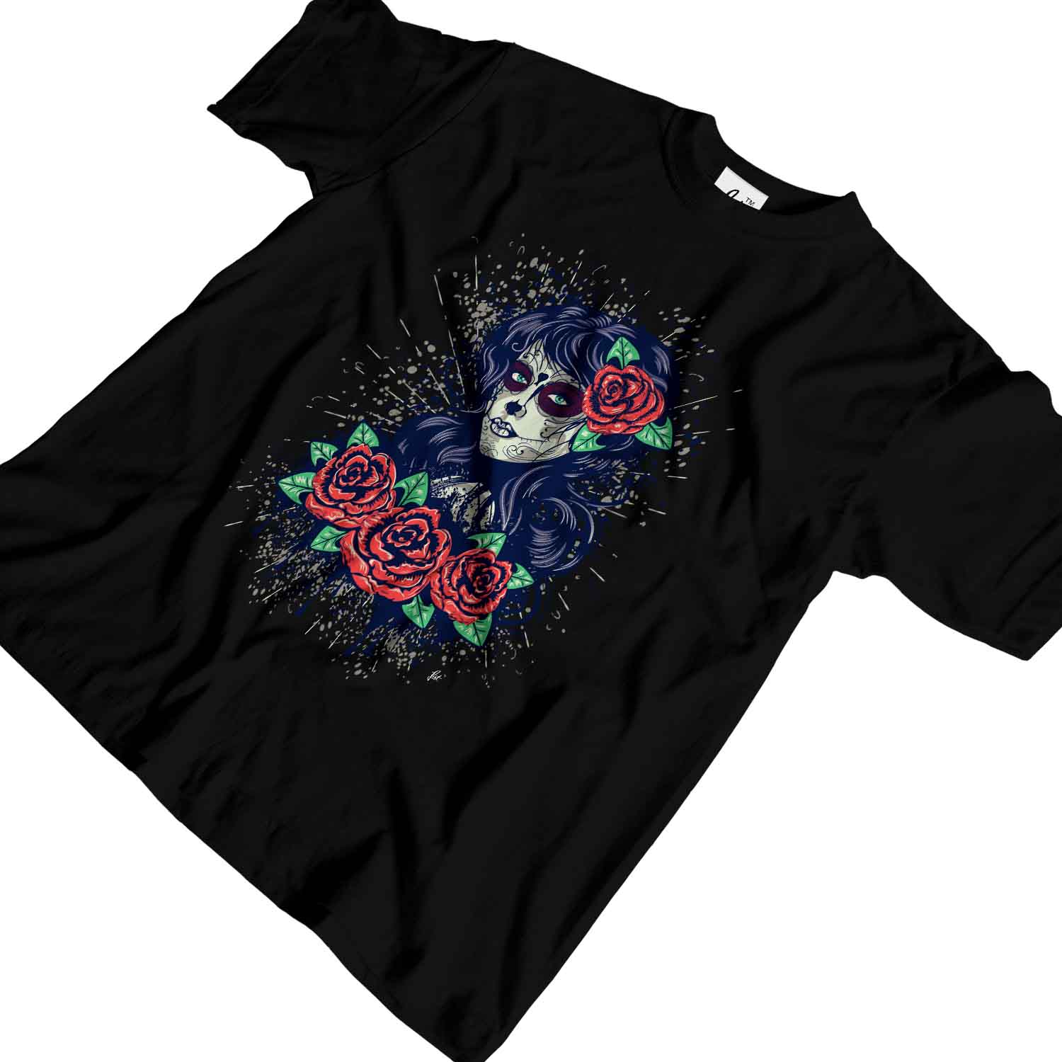 Sugar Skull Frau Tag der Toten mit roten Rosen Herren T-Shirt - Bild 7 von 20