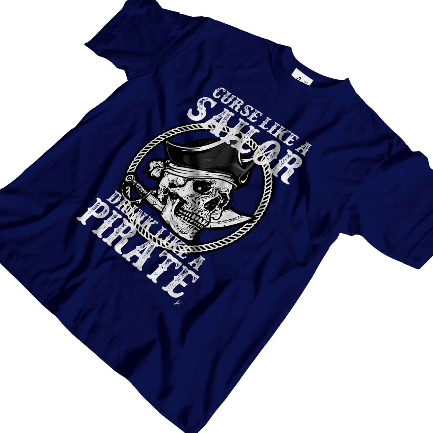 Curse Like A Sailor Drink Like A Pirate Skull Sword Mens T-Shirt - Picture 12 of 20