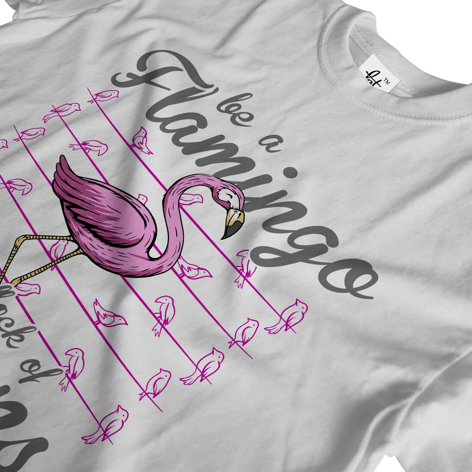 1Tee mujer ser un ajuste flojo Flamingo en una bandada de palomas Camiseta