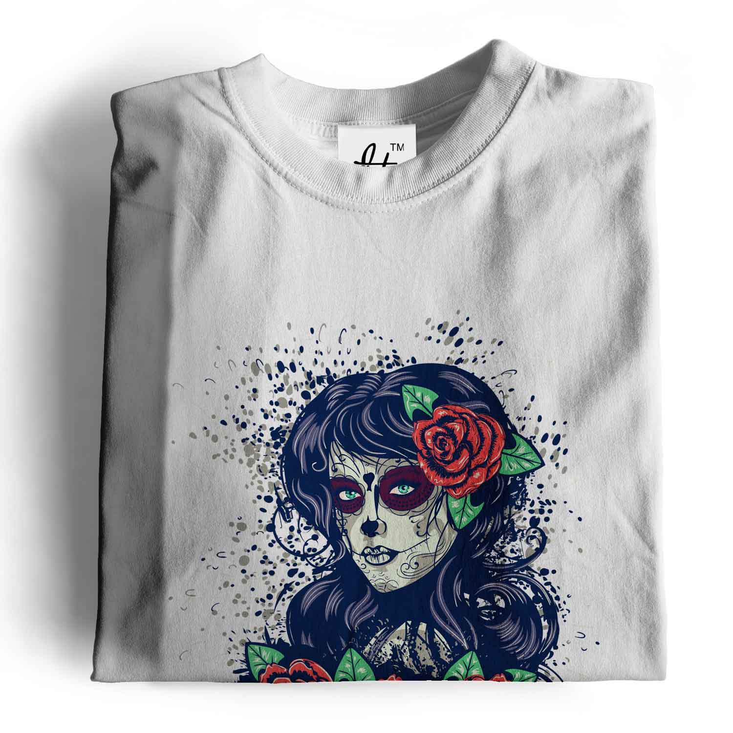 Sugar Skull Frau Tag der Toten mit roten Rosen Herren T-Shirt - Bild 19 von 20