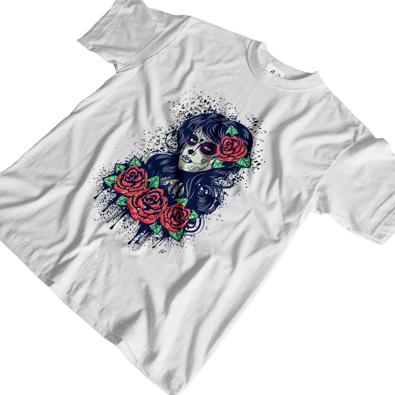 Sugar Skull Frau Tag der Toten mit roten Rosen Herren T-Shirt - Bild 17 von 20