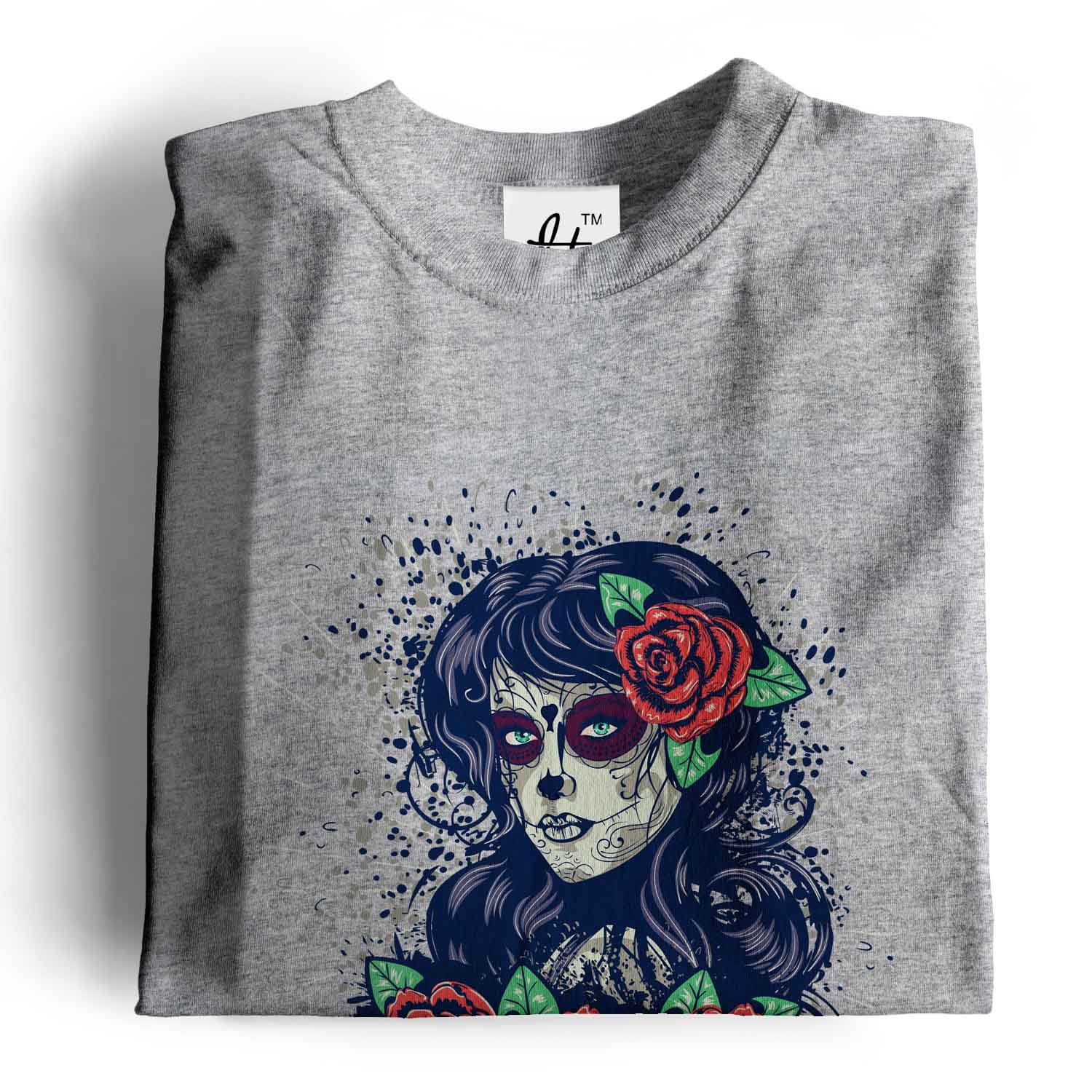 Sugar Skull Frau Tag der Toten mit roten Rosen Herren T-Shirt - Bild 14 von 20