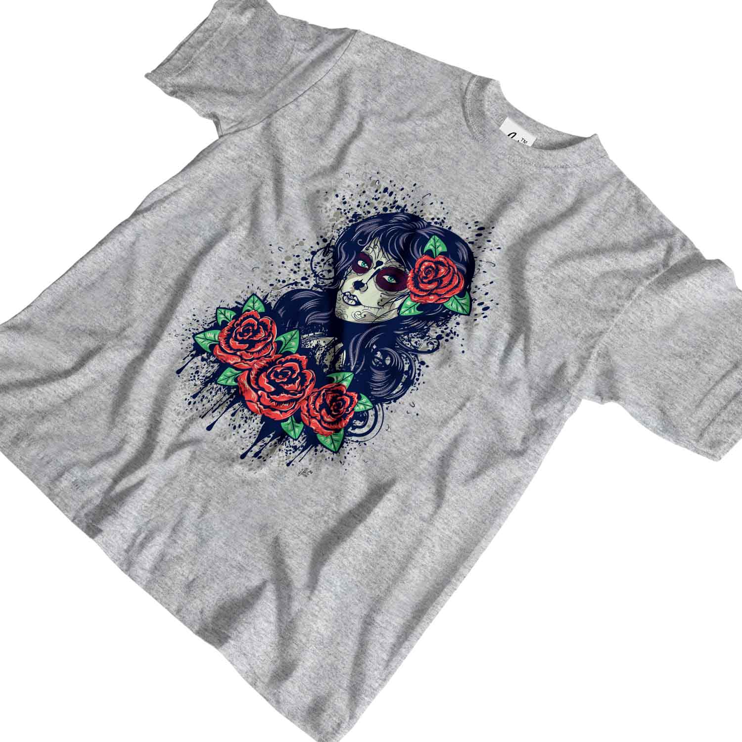 Sugar Skull Frau Tag der Toten mit roten Rosen Herren T-Shirt - Bild 12 von 20