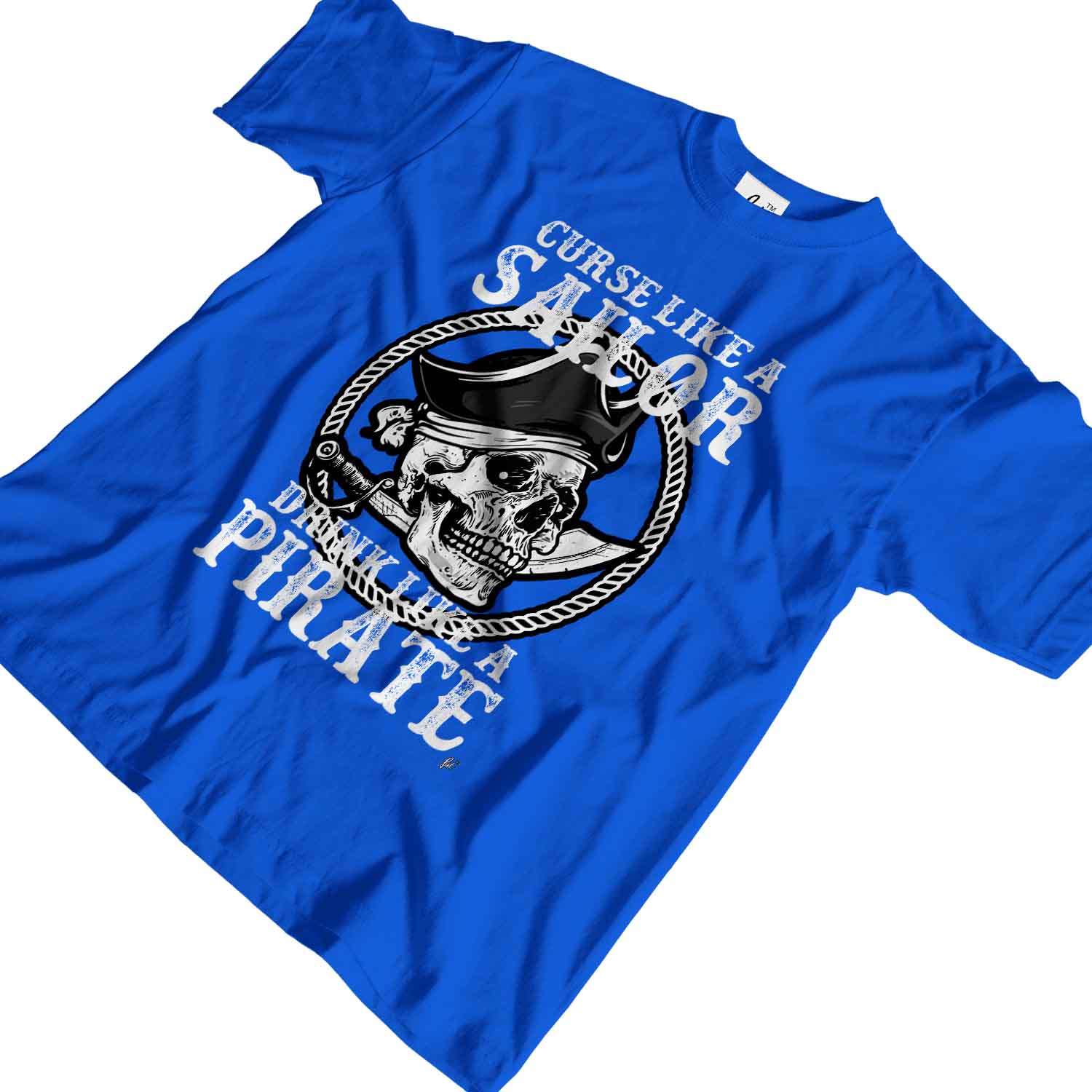 Curse Like A Sailor Drink Like A Pirate Skull Sword Mens T-Shirt - Picture 17 of 20