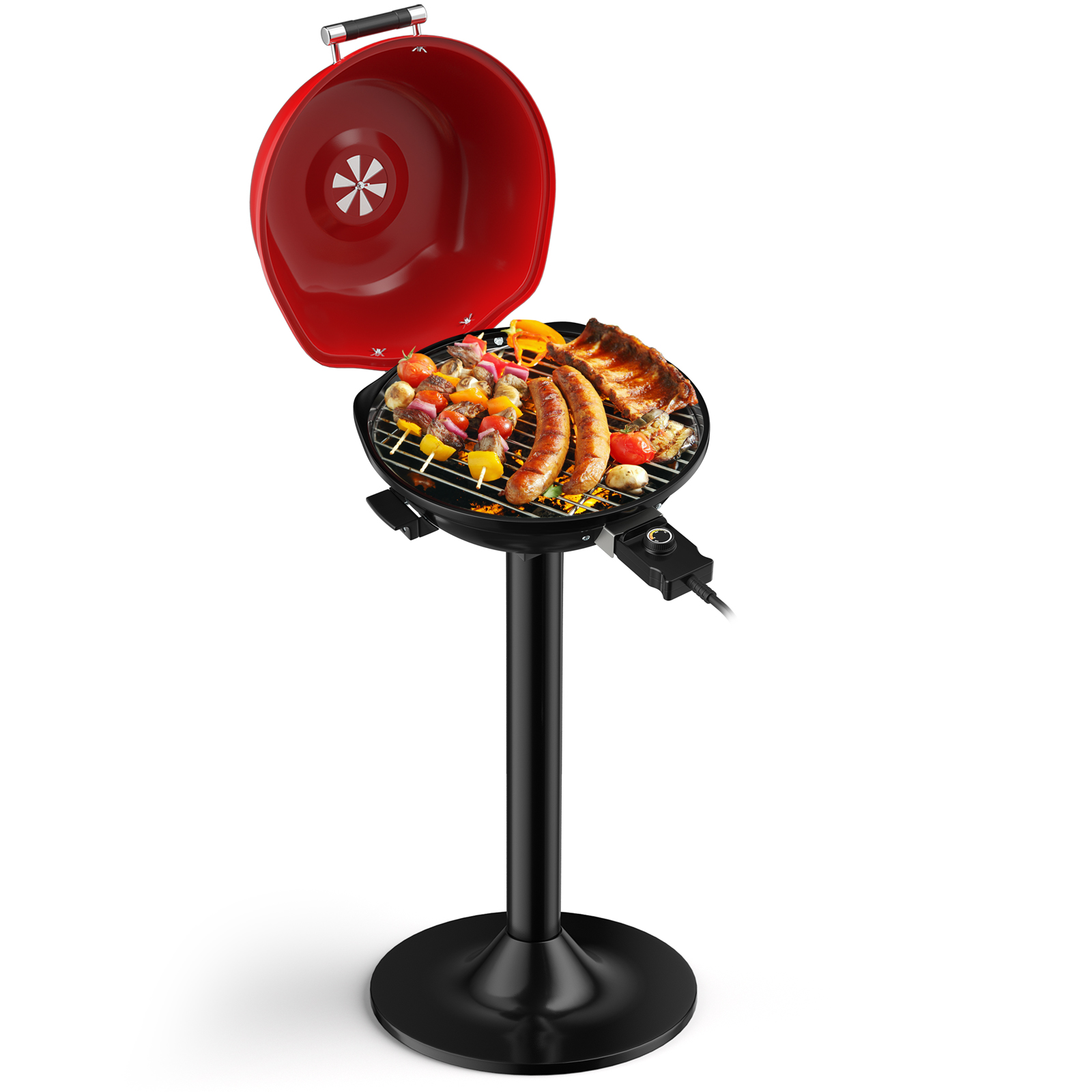 Parrilla de barbacoa eléctrica portátil de 1600 W con bandeja de recogida de aceite y ventilación de aire ajustable - Imagen 11 de 20