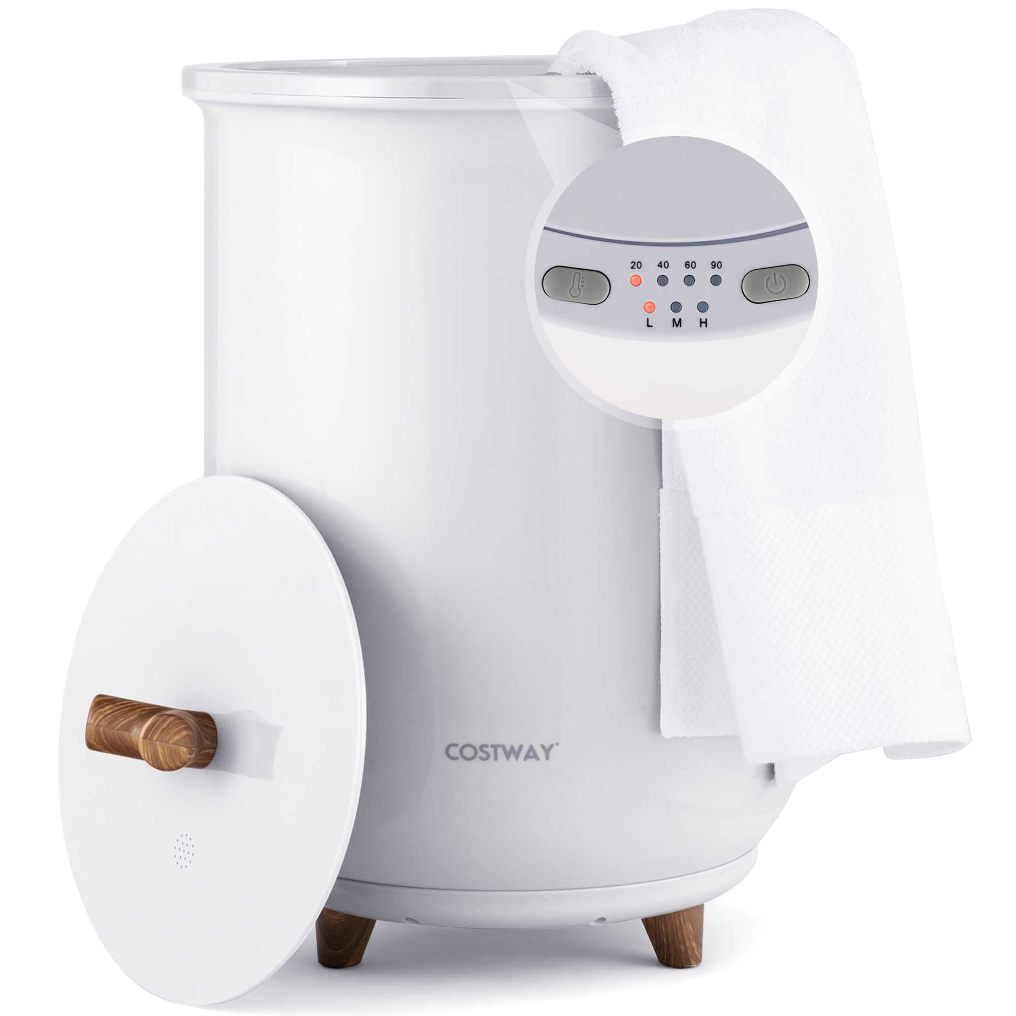 23L Bathroom Towel Warmer Bucket 4 Timer w/ Fragrance Holder & 3-Level Heating - 第 7/12 張圖片