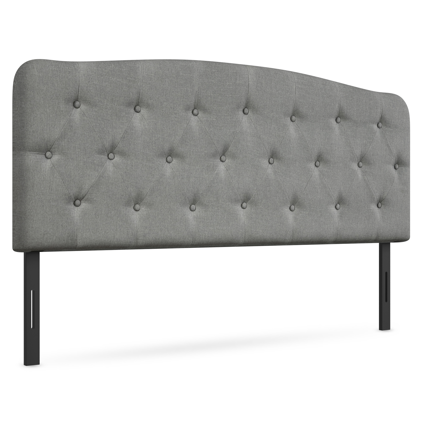 Full Size Upholstered Headboard Only Adjust Button Tufted Faux Linen Light Grey - Picture 1 of 11
