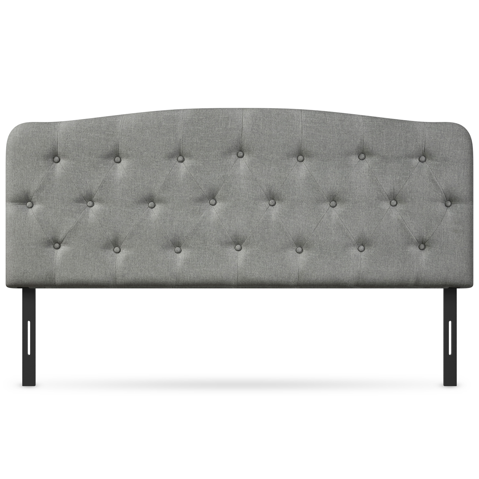 Full Size Upholstered Headboard Only Adjust Button Tufted Faux Linen Light Grey - Picture 10 of 11