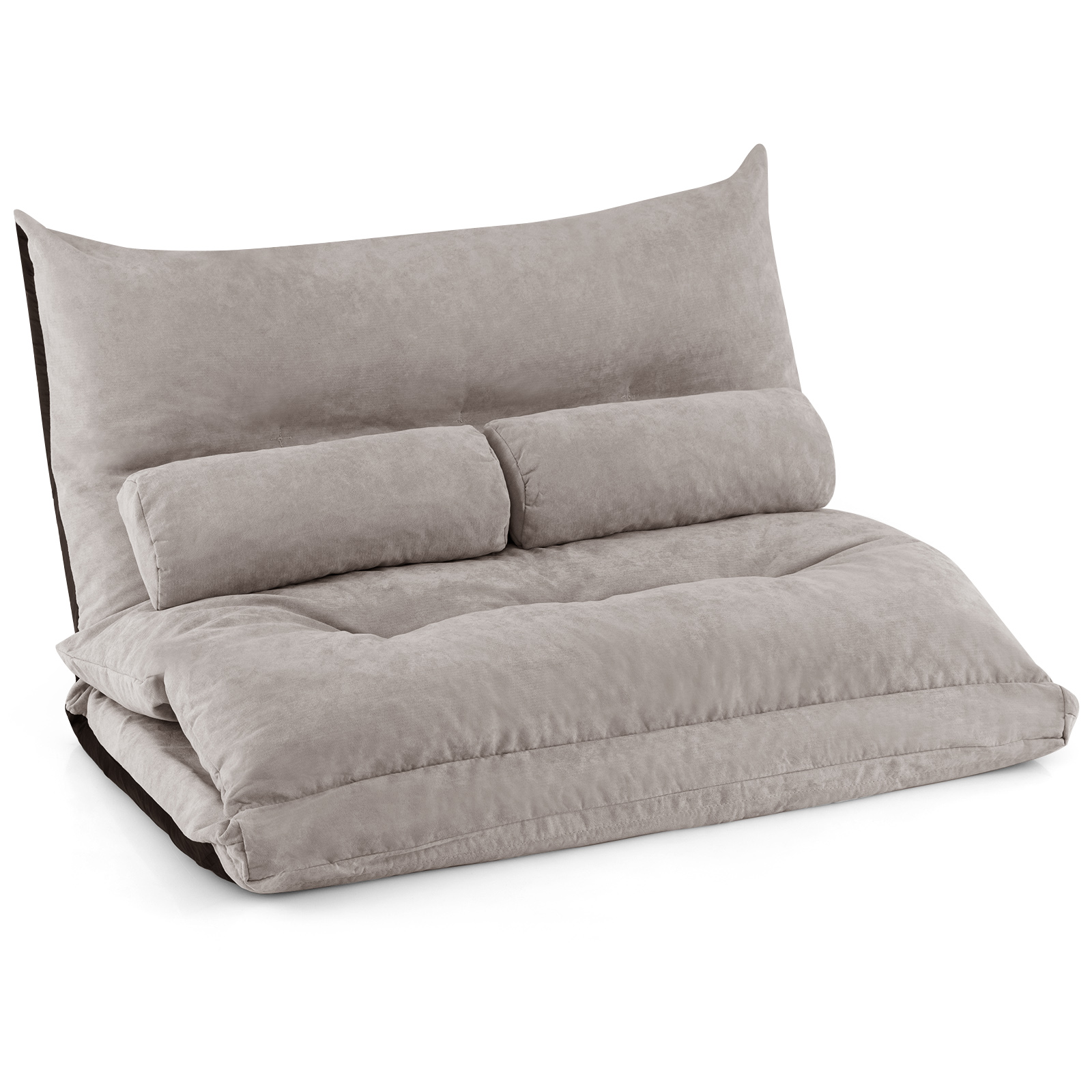 Convertible Lazy Sofa Bed w/ 42-Level Adjustable Backrest&2 Lumbar Pillows