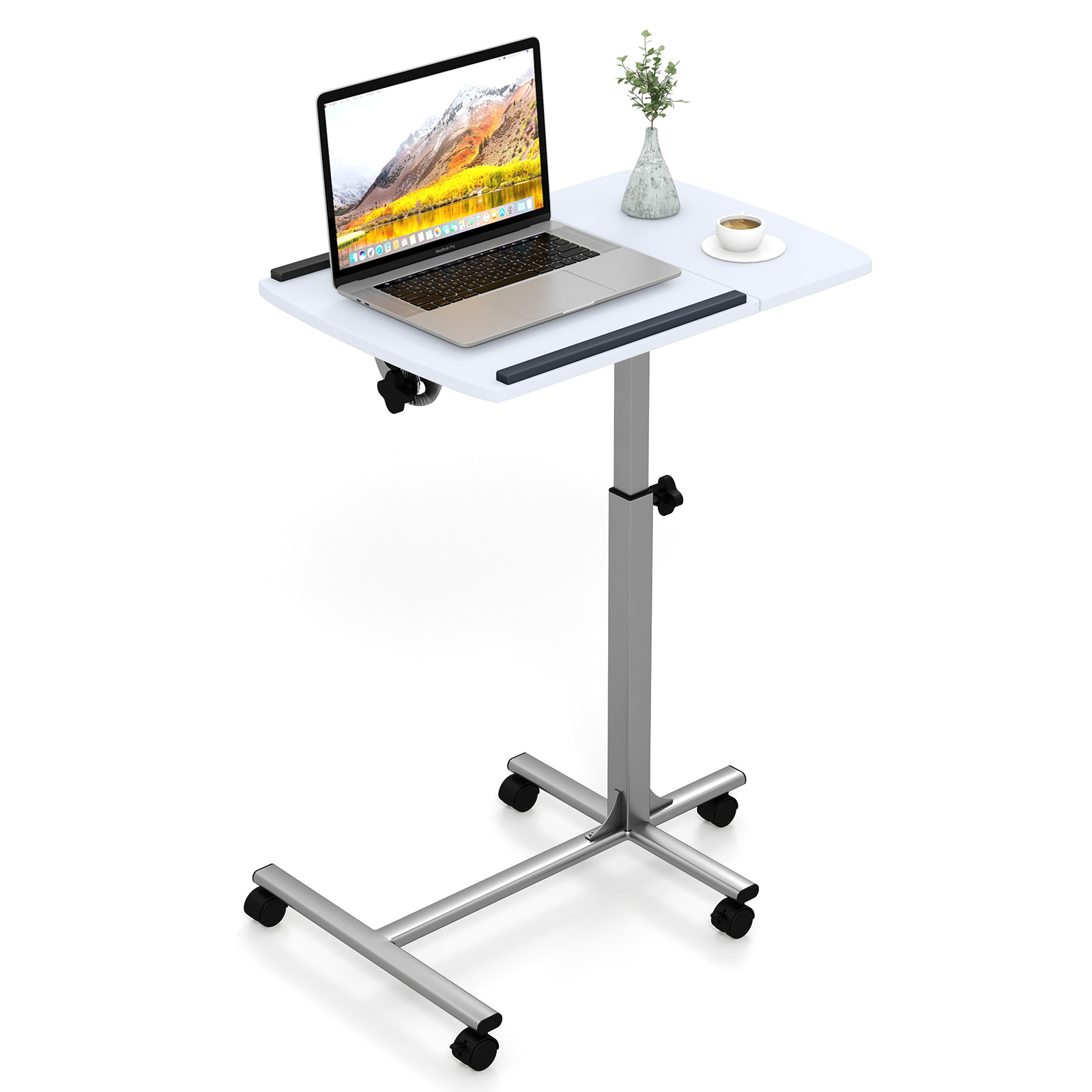Sit to Stand Metal Frame Laptop Table Height Adjustable Laptop Desk on Wheels