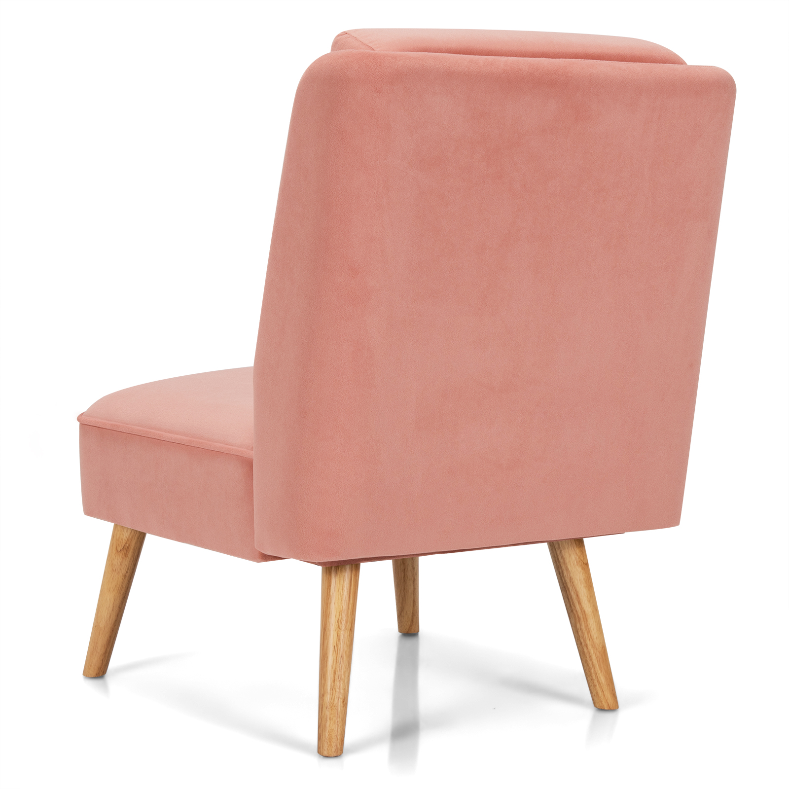 Giantex Velvet Living Room Chair Armless Accent Chair w/ Rubber Wood Legs