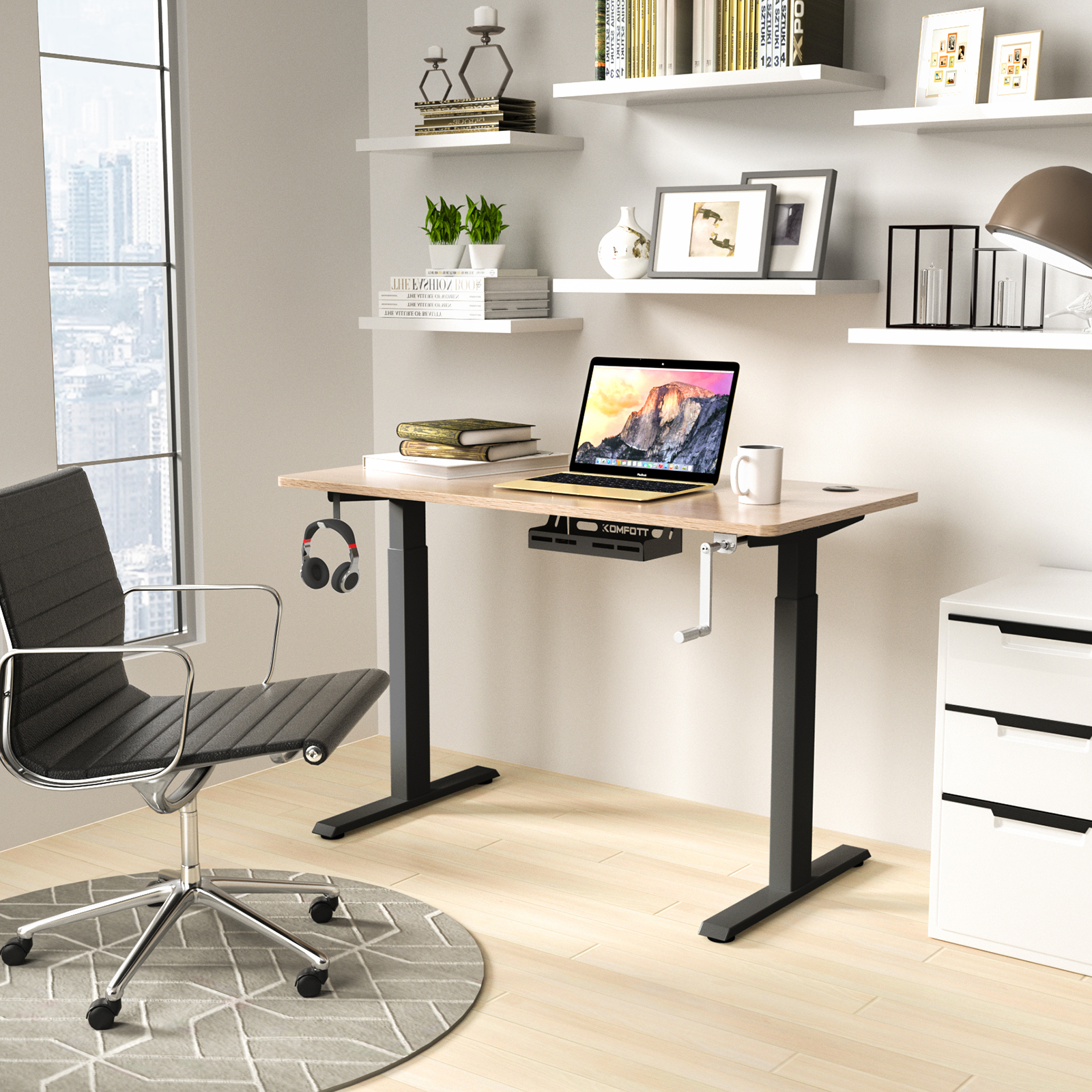 Costway Hand Crank Sit to Stand Desk Frame Adjustable Height Standing Base - Picture 14 of 33
