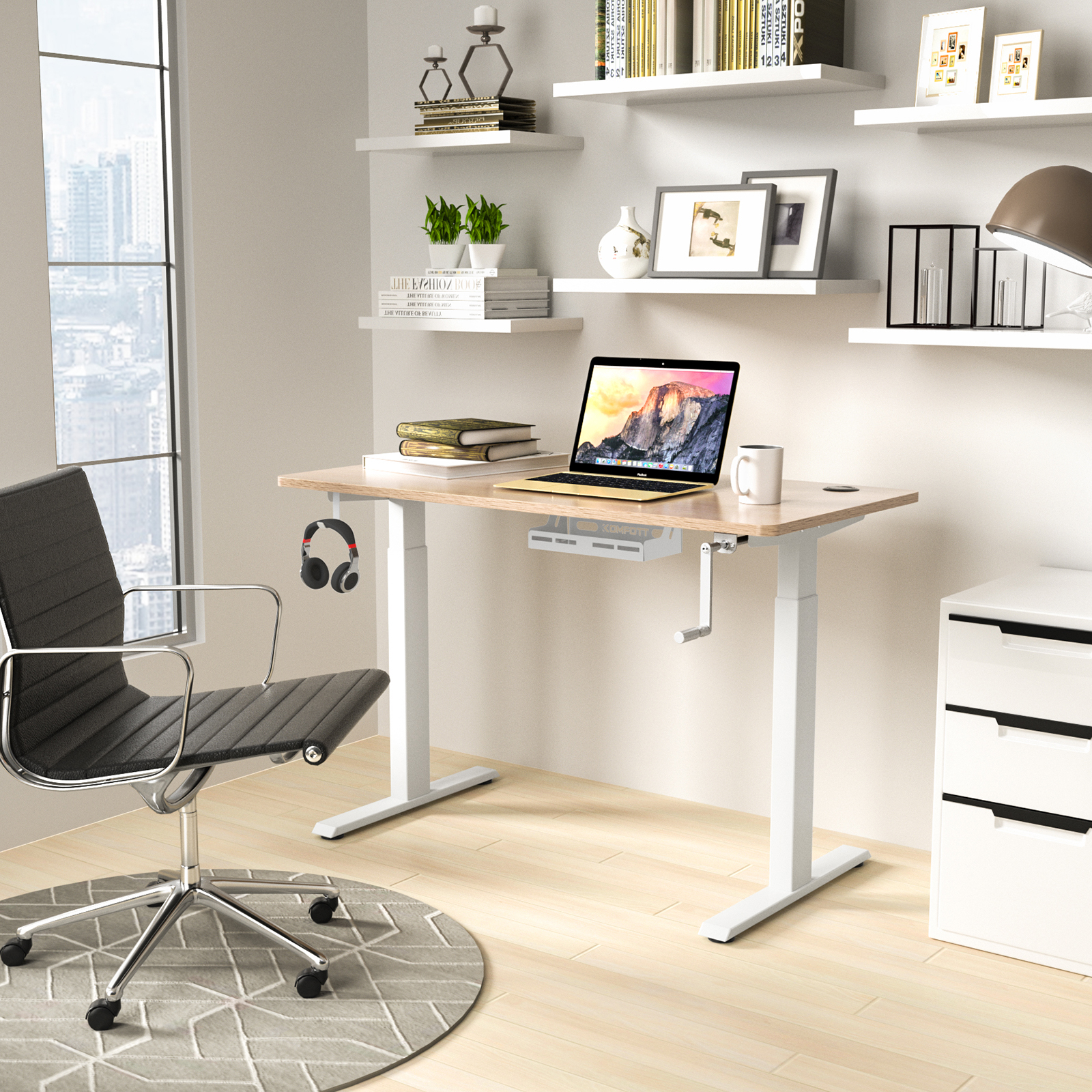 Costway Hand Crank Sit to Stand Desk Frame Adjustable Height Standing Base - Picture 25 of 33
