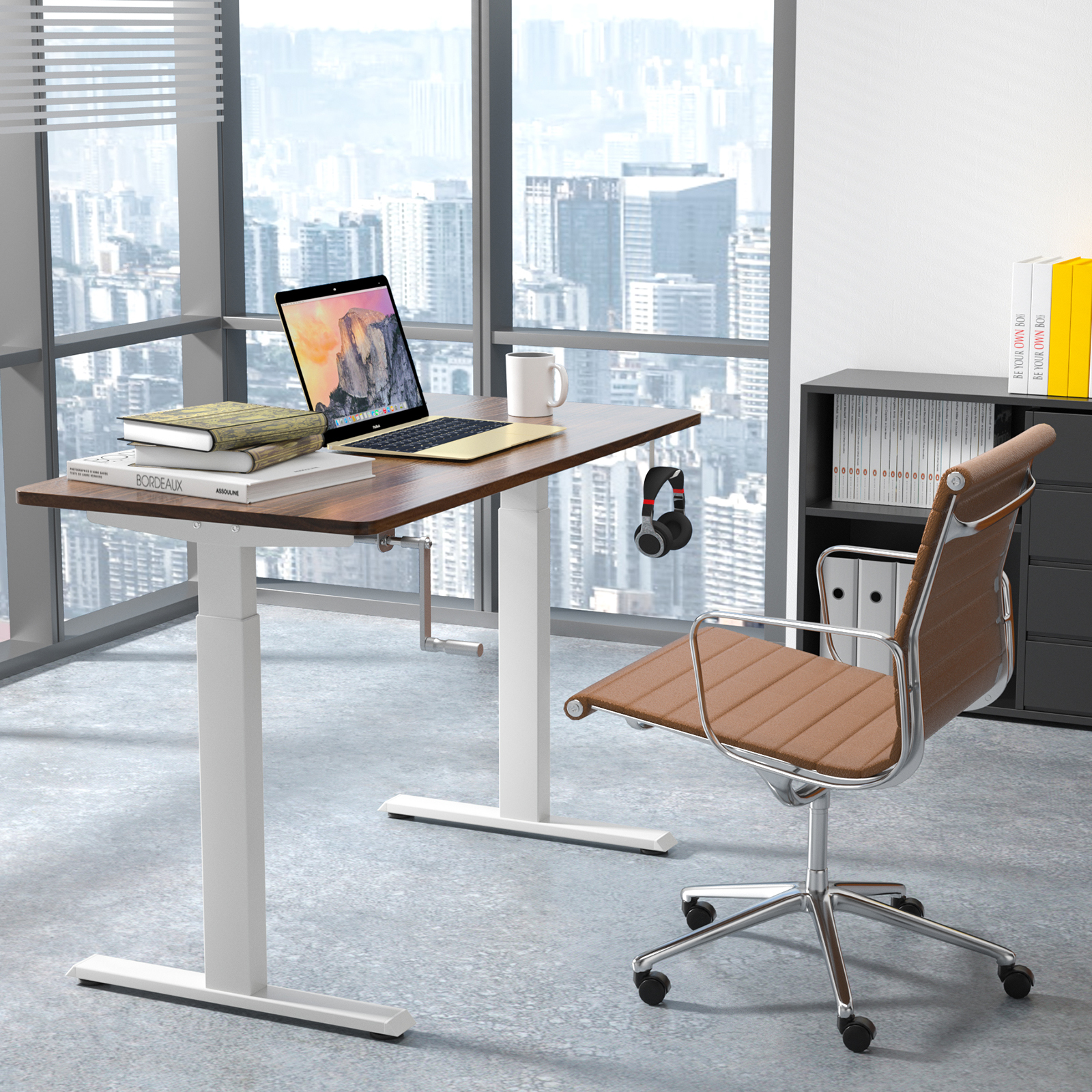Costway Hand Crank Sit to Stand Desk Frame Adjustable Height Standing Base - Picture 26 of 33