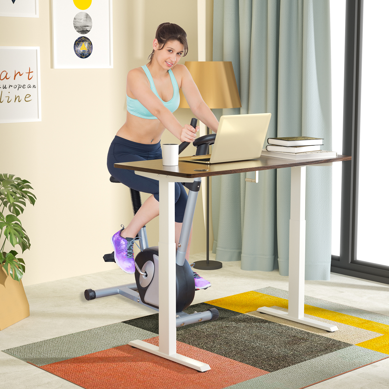 Costway Hand Crank Sit to Stand Desk Frame Adjustable Height Standing Base - Picture 27 of 33