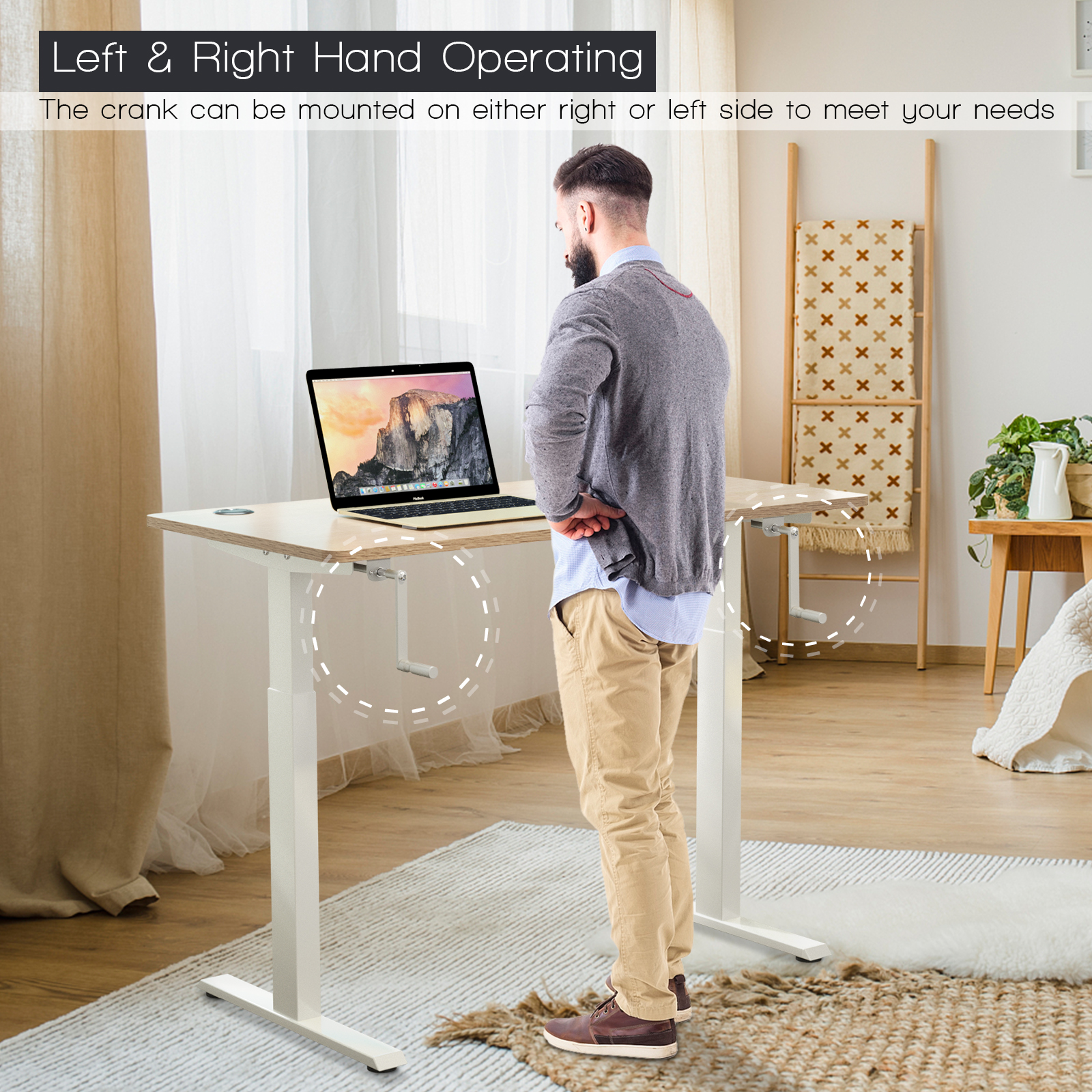 Costway Hand Crank Sit to Stand Desk Frame Adjustable Height Standing Base - Picture 28 of 33