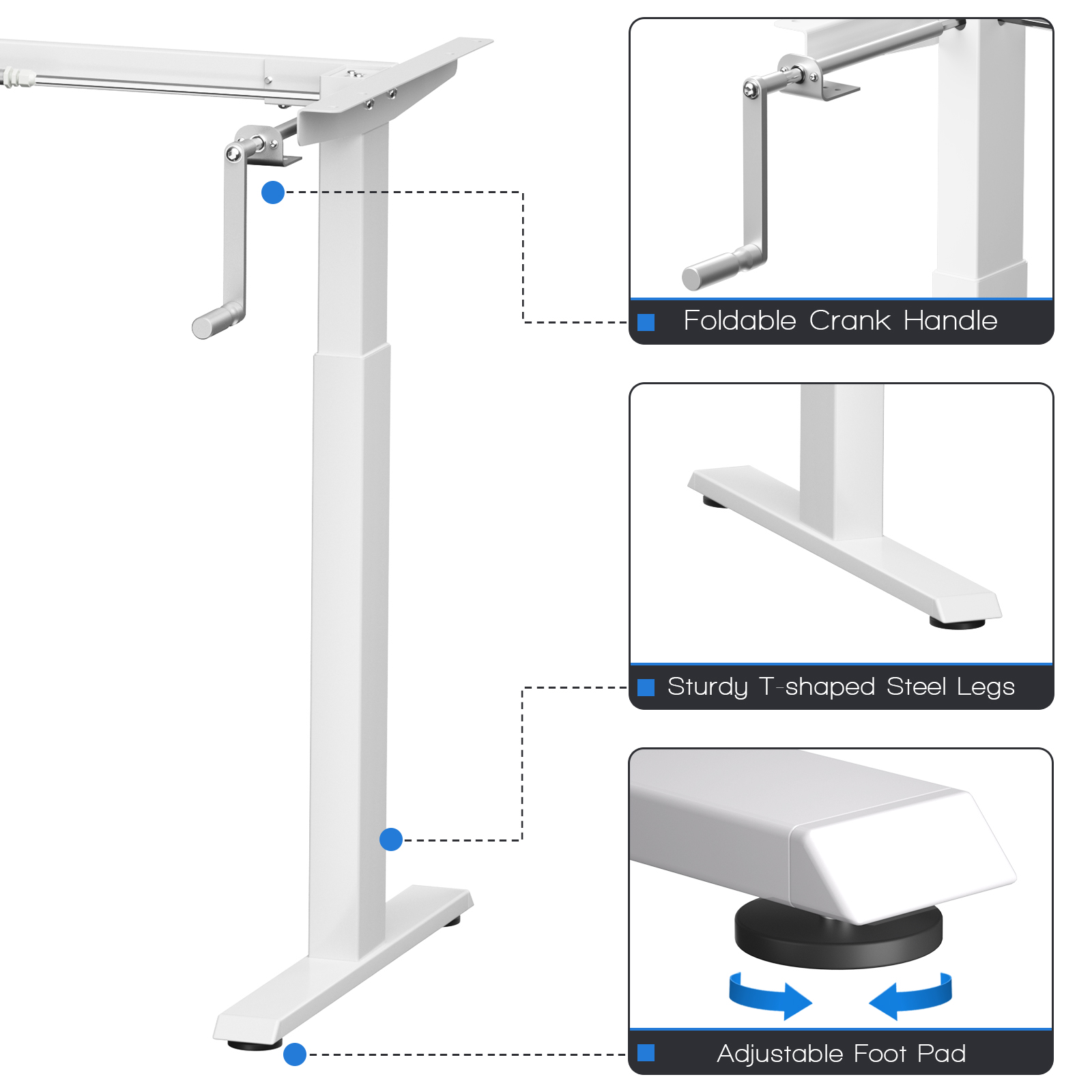 Costway Hand Crank Sit to Stand Desk Frame Adjustable Height Standing Base - Picture 31 of 33