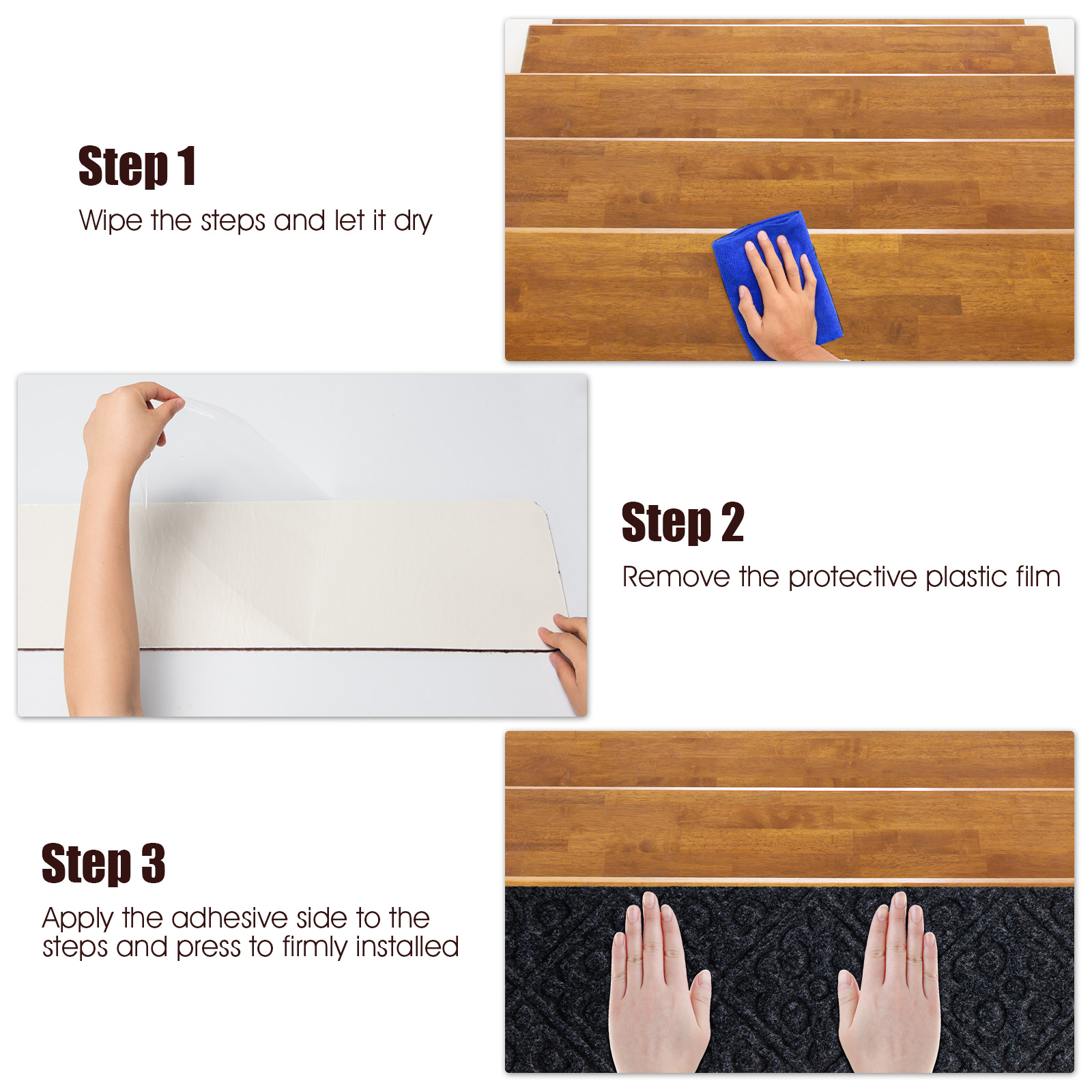 15 PCS Slip-resistant Stair Mats 30" x 8" Non-Slip Stair Treads Carpet - Picture 9 of 12