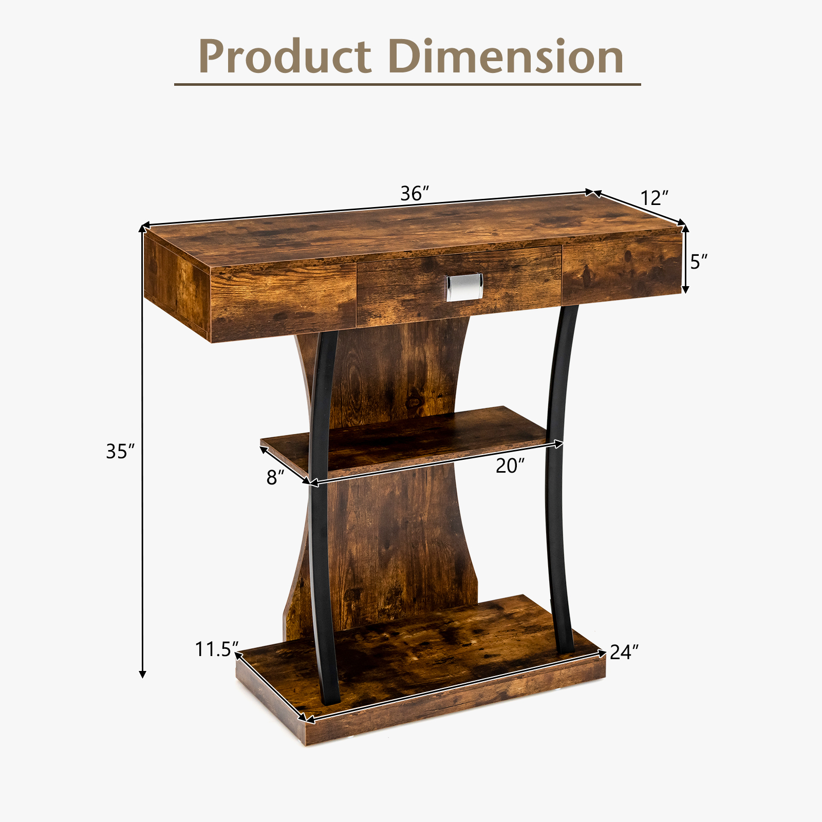 Mesa de entrada consola de 3 niveles sofá mesa para sala de estar dormitorio cocina - Imagen 12 de 20