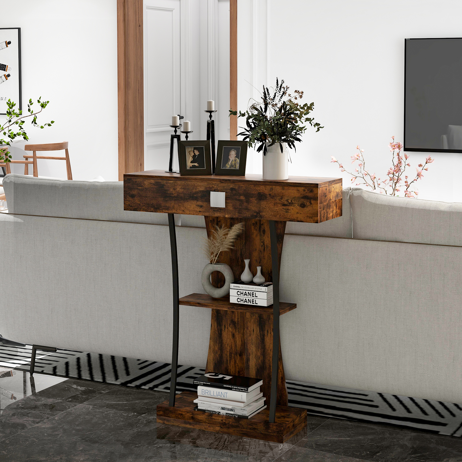 Mesa de entrada consola de 3 niveles sofá mesa para sala de estar dormitorio cocina - Imagen 13 de 20