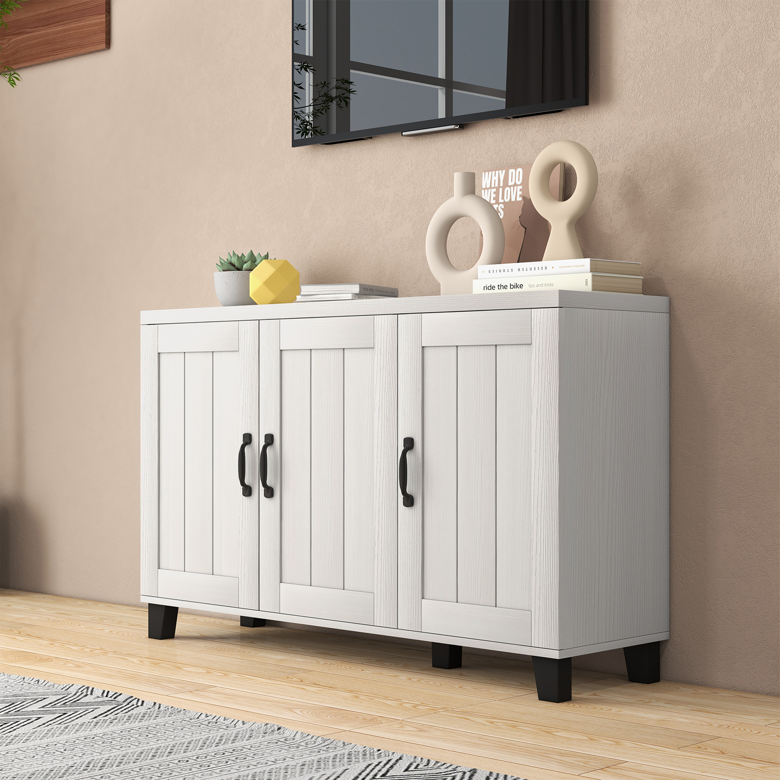 3-Door Buffet Sideboard Storage Credenza Cabinet Console Adjustable Shelf - Picture 8 of 13
