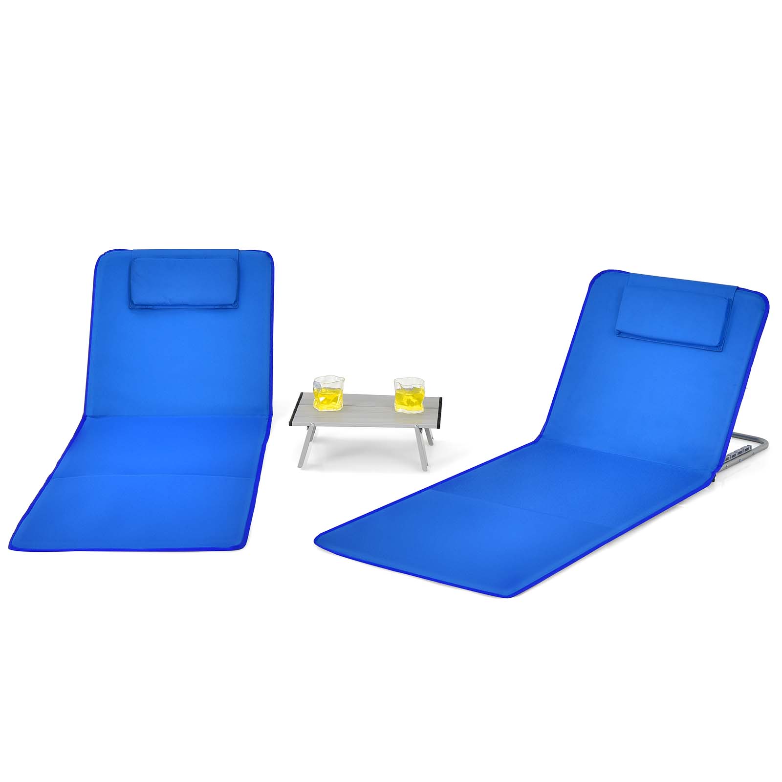 3-teiliges Strandsessel Matten Set 2 verstellbare Loungesessel mit Tisch - Bild 20 von 20