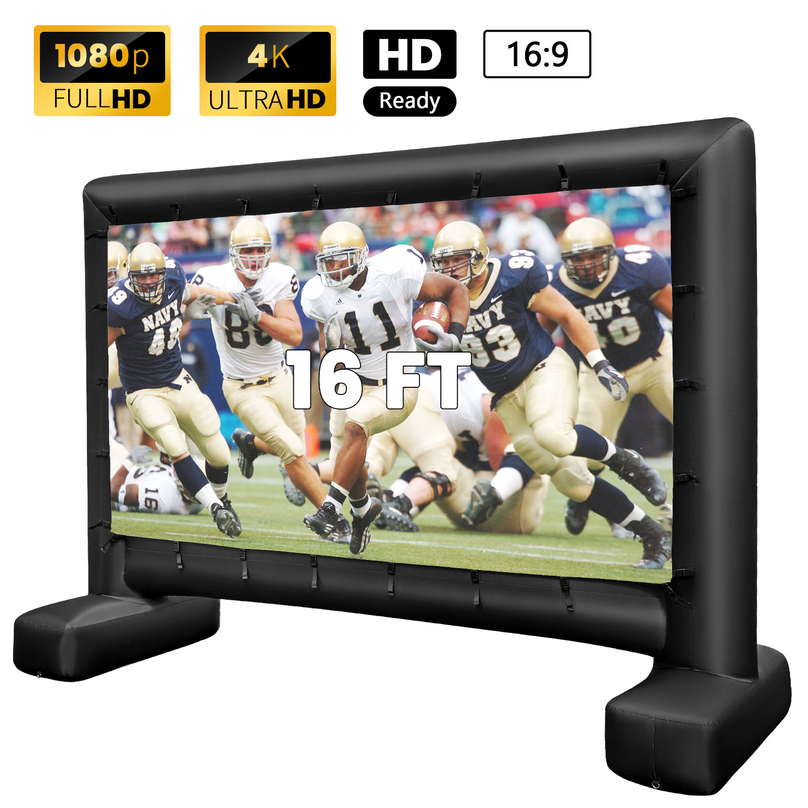 16 FT Inflatable Movie Screen Outdoor Blow Up Projector 16:9 w/ Air ...