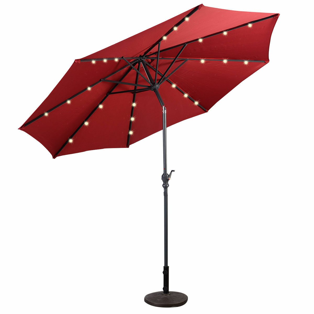 10FT Patio Solar Umbrella LED Patio Market Steel Tilt W/ Crank Outdoor - Picture 21 of 30