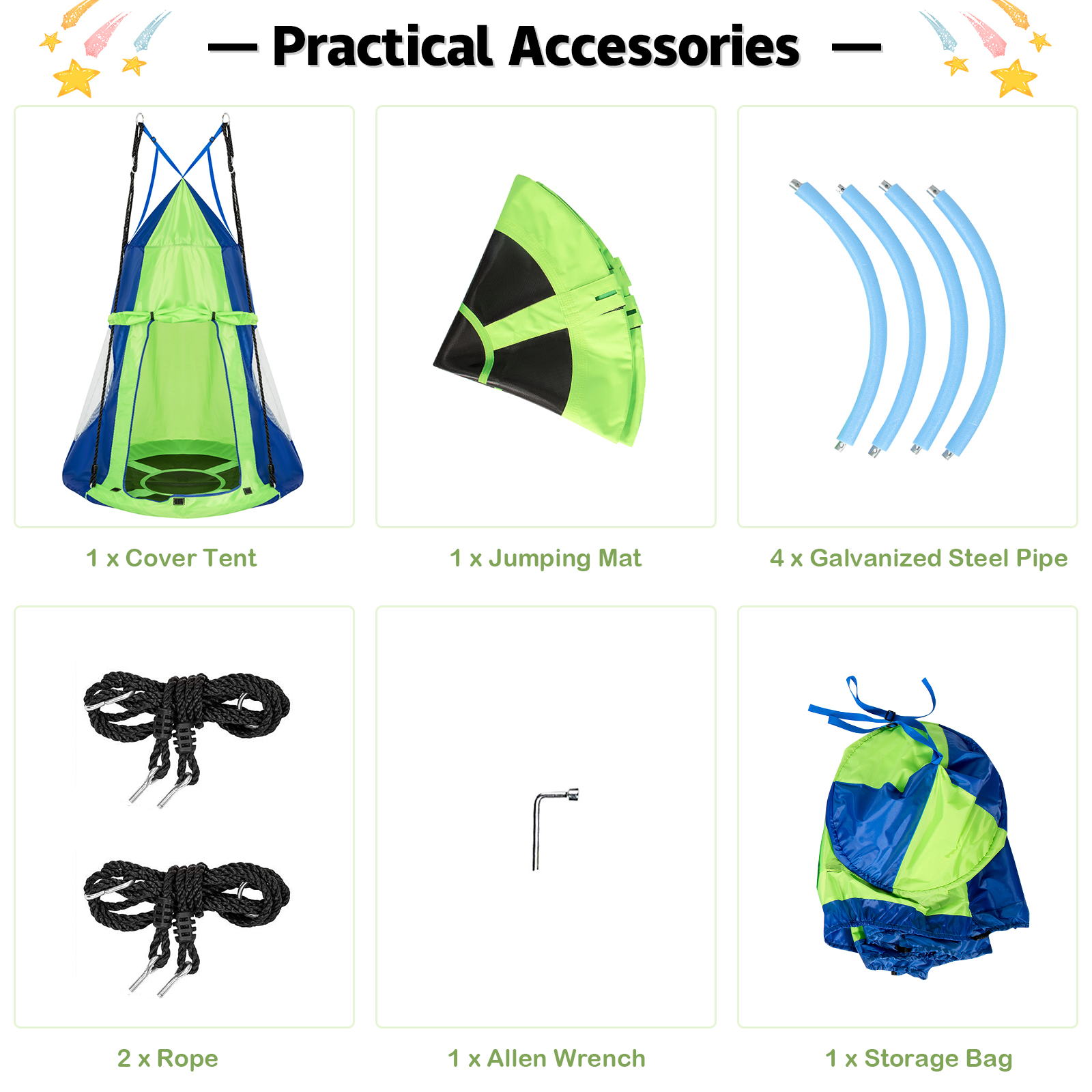 Kinder Hängesessel Schaukel Set 2-in-1 abnehmbares Hängesessel Haus Zelt - Bild 22 von 48