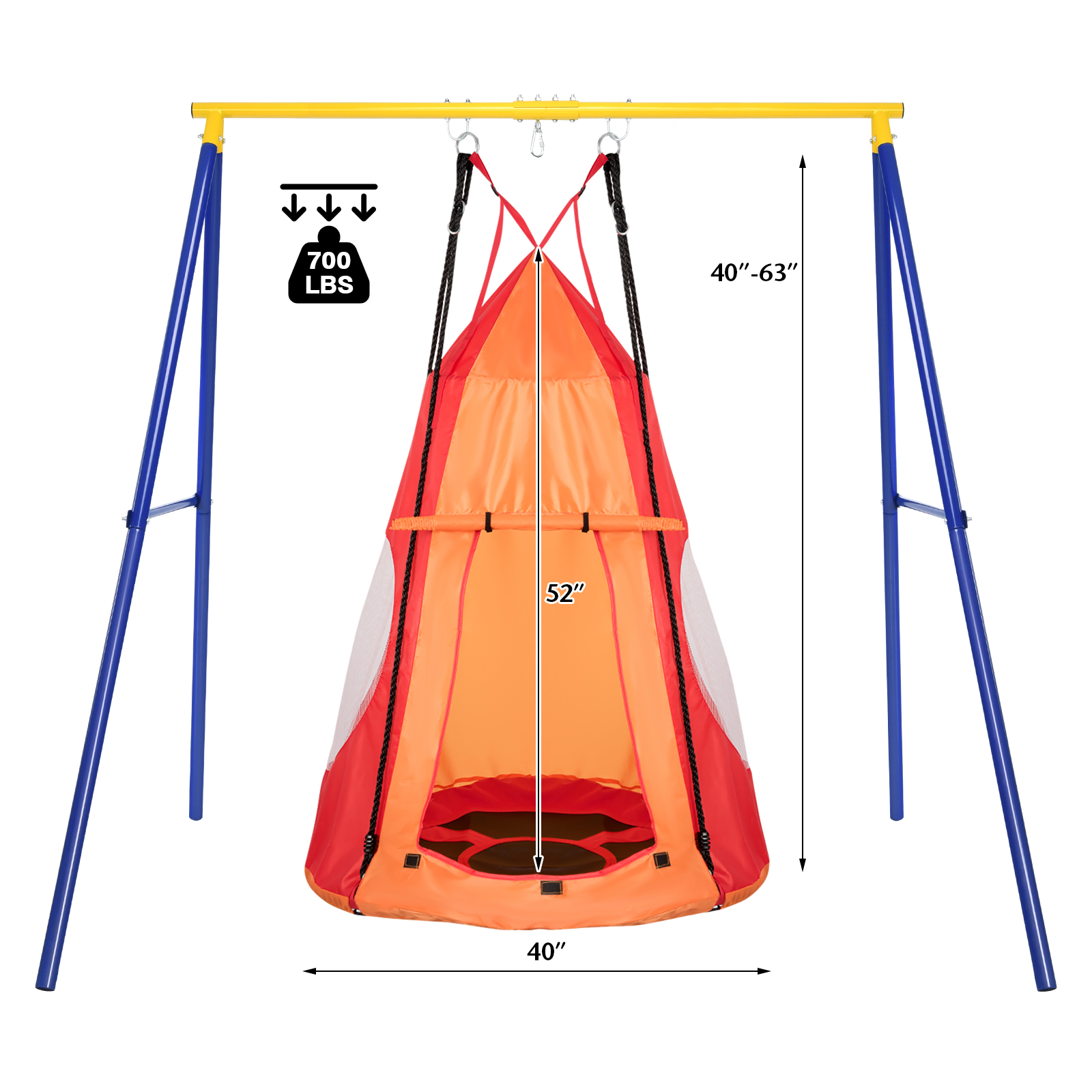 Kinder Hängesessel Schaukel Set 2-in-1 abnehmbares Hängesessel Haus Zelt - Bild 26 von 48