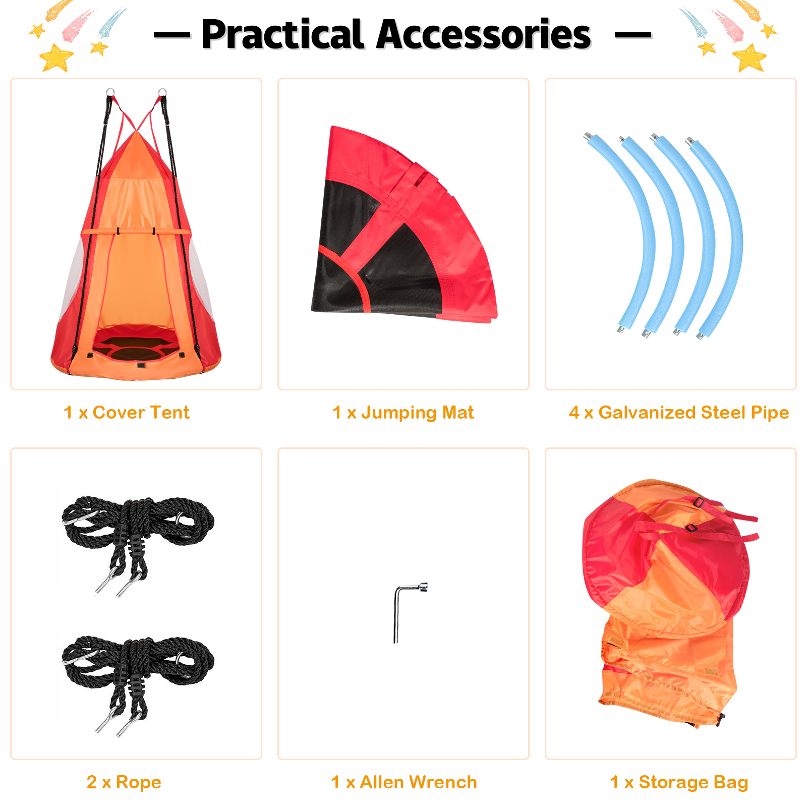 Kinder Hängesessel Schaukel Set 2-in-1 abnehmbares Hängesessel Haus Zelt - Bild 34 von 48